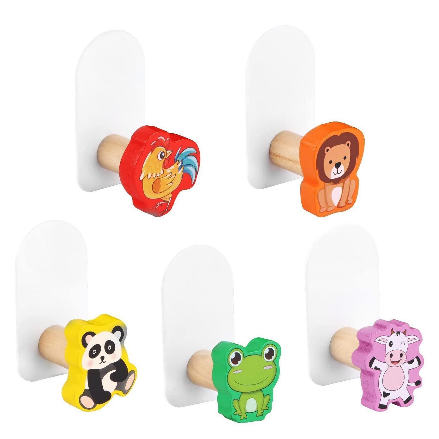 LuxusKollektion Wandgarderobe Kleiderhaken Kinder Tiere 5er-Set (5 St)