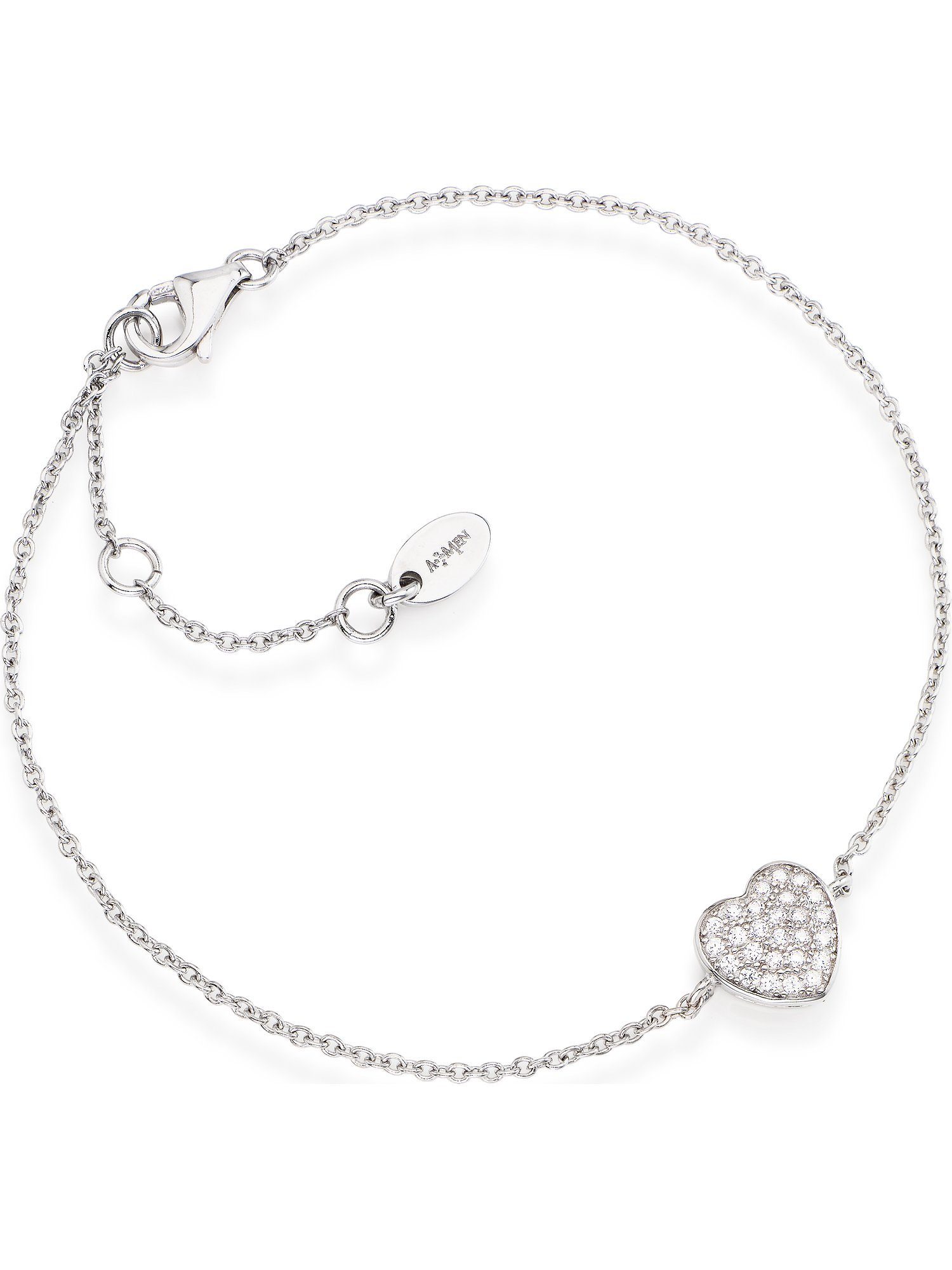 Amen Silberarmband Amen Damen-Armband 925er Silber 26 Zirkonia Herz, Klassisch