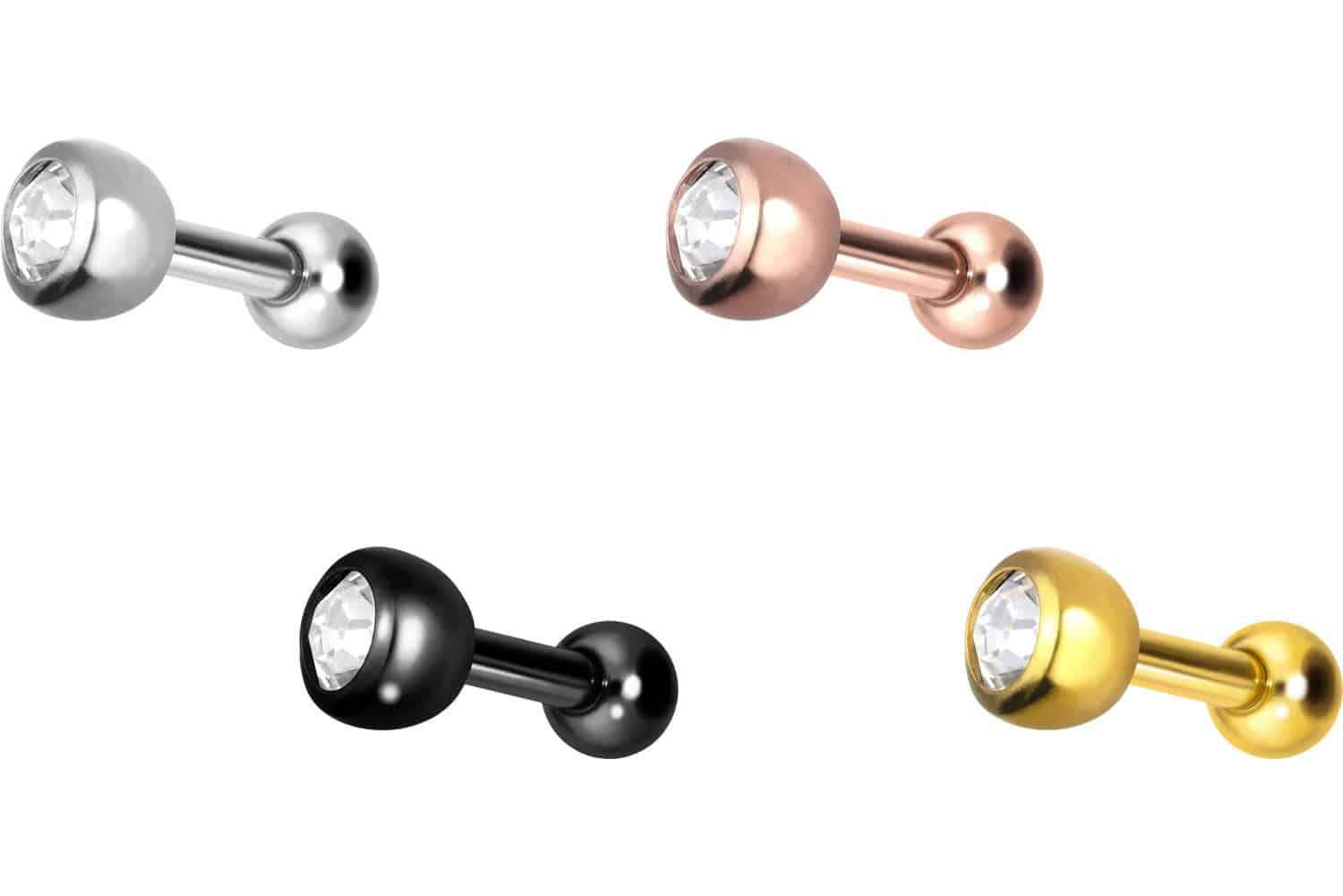 PIERCINGLINE Piercing-Set Titan Ohrpiercing mit Innengewinde KRISTALL (Mini-Barbells, 1-tlg)