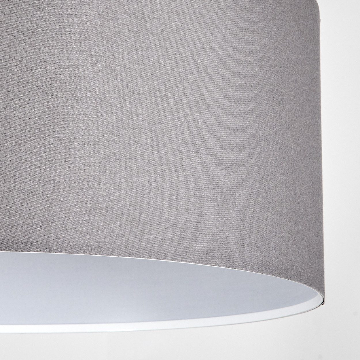 hofstein Hängeleuchte Hängelampe aus Metall/Stoff in Nickel-matt/Chromfarben/Grau/Weiß, Pendelleuchte im modernen Design (Schirm Ø 53 cm), E27, 120 cm