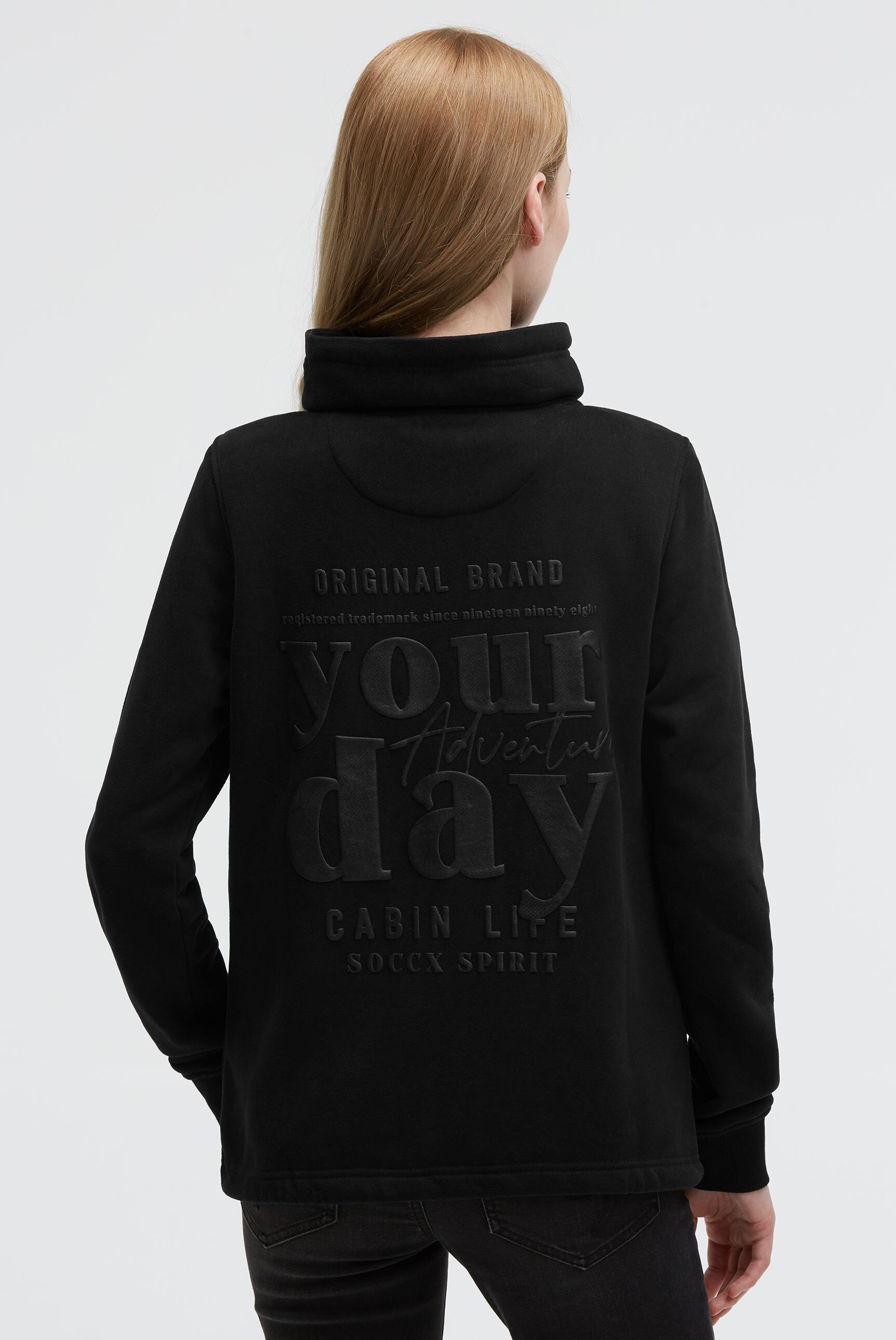 SOCCX Sweatjacke mit Bindeband am Saum