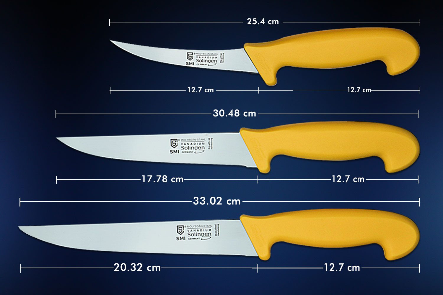 SMI Kochmesser 3-tlg Küchenmesser set Solingen Metzgermesser 5 zoll Ausbeinmesser