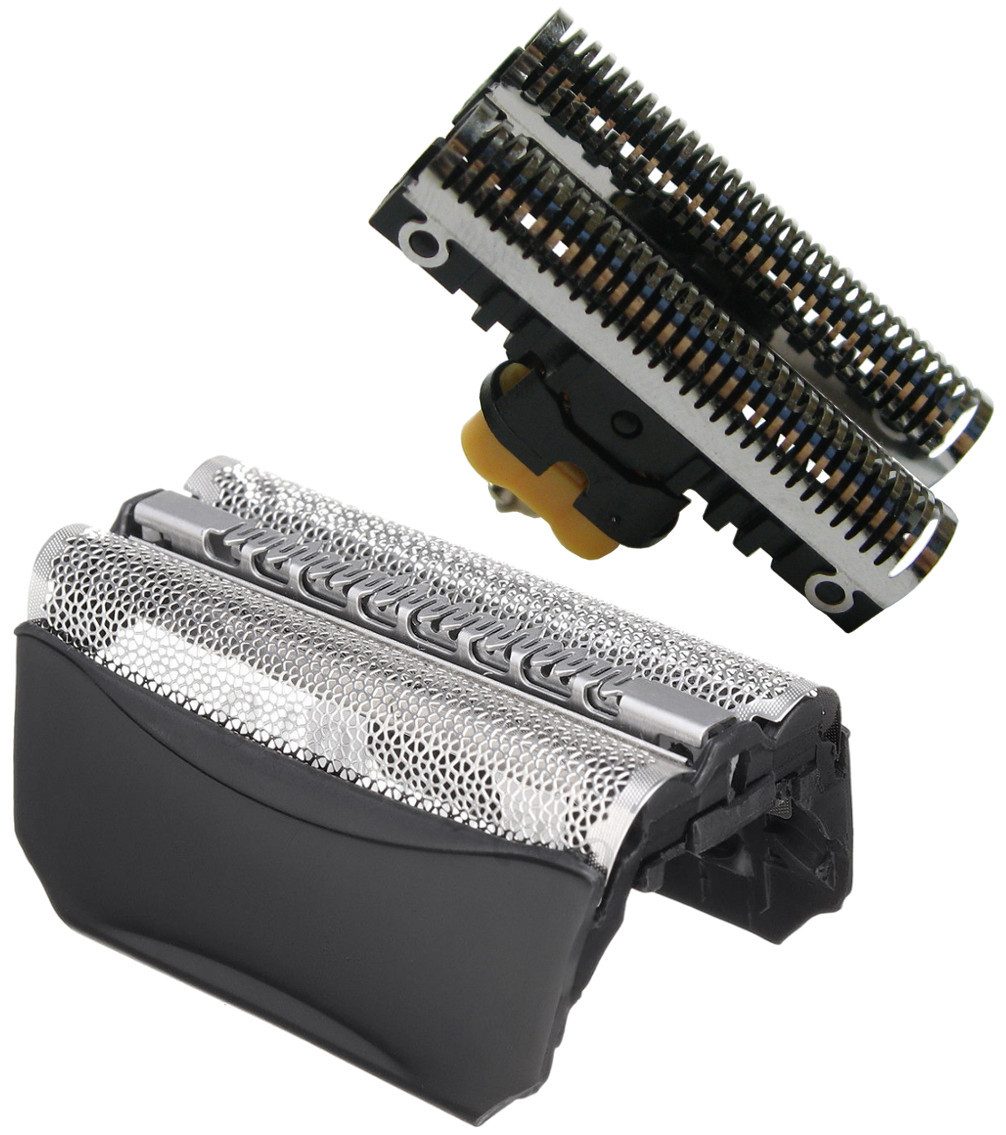 Trade-Shop Ersatzscherkopf passend für Braun 51B 51S 510 530 530b 530r 540 550 550r 550b 560 570, Kombipack bestehend aus Scherfolie + Klingenblock