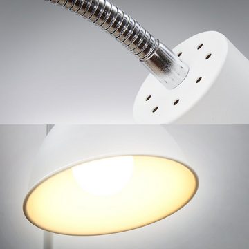 B.K.Licht LED Stehlampe, ohne Leuchtmittel, Warmweiß, Stehleuchte Industrial Design Stand-Leuchte schwenkbar Metall E27 weiß
