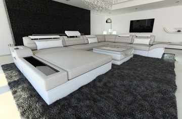 Sofa Dreams Wohnlandschaft Polster Sofa Couch Mezzo XXL U Form Stoffsofa, mit LED, wahlweise mit Bettfunktion als Schlafsofa, Designersofa