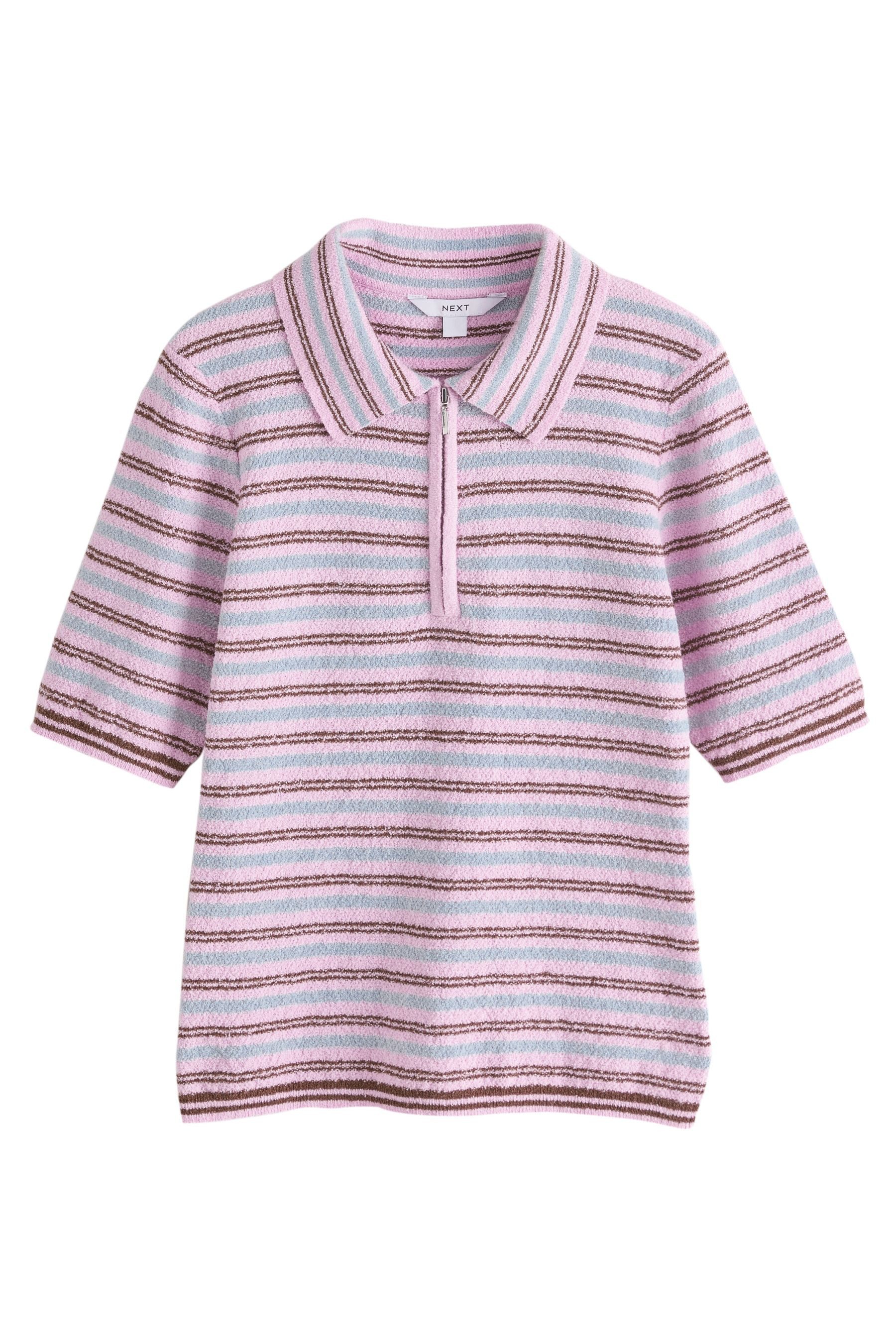 Next Poloshirt Kurzärmeliges Poloshirt in Strickoptik, Viertel-RV (1-tlg)