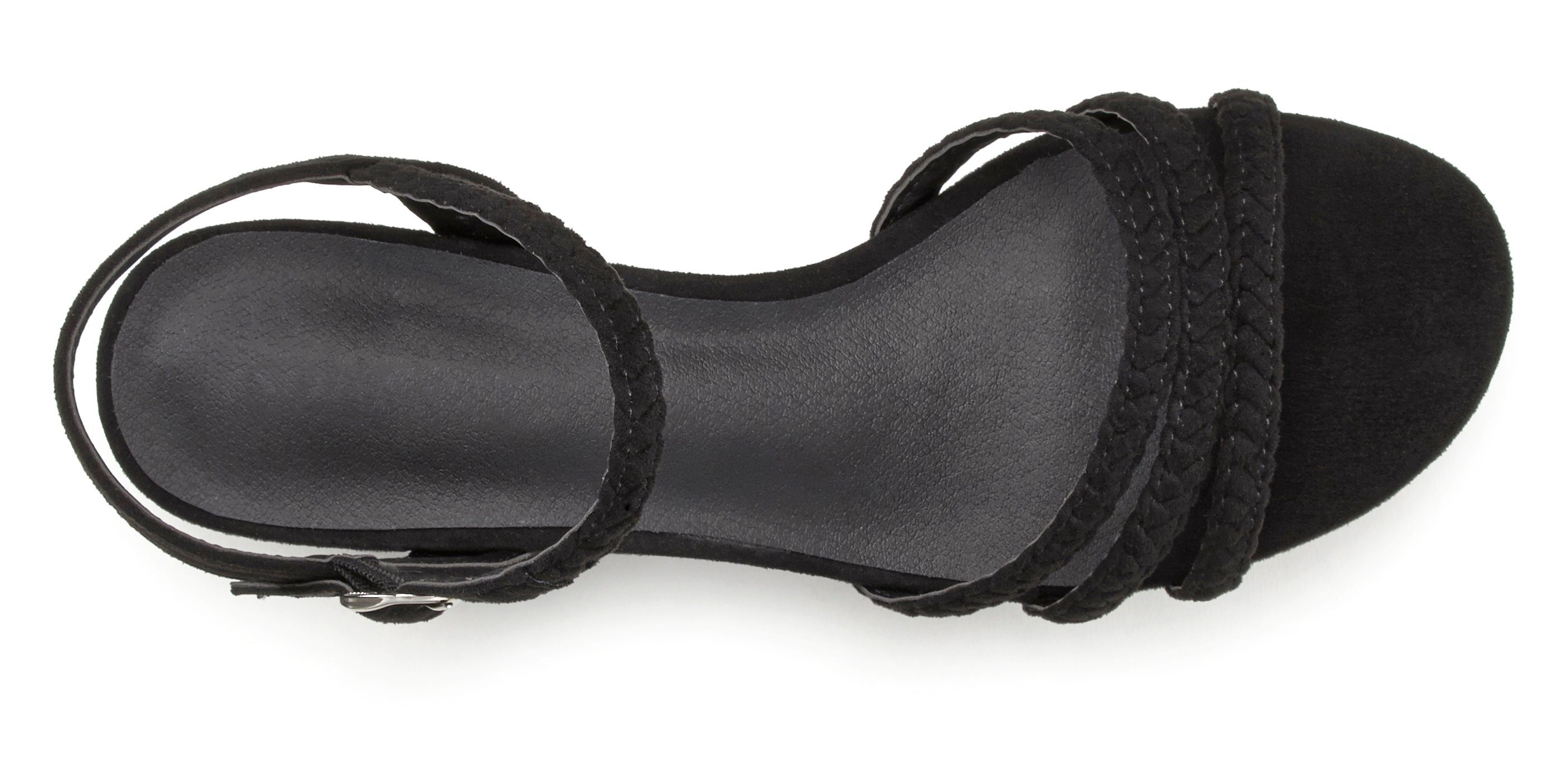 LASCANA Sandale Sommerschuh schwarz VEGAN Riemchen mit geflochtenen Sandalette