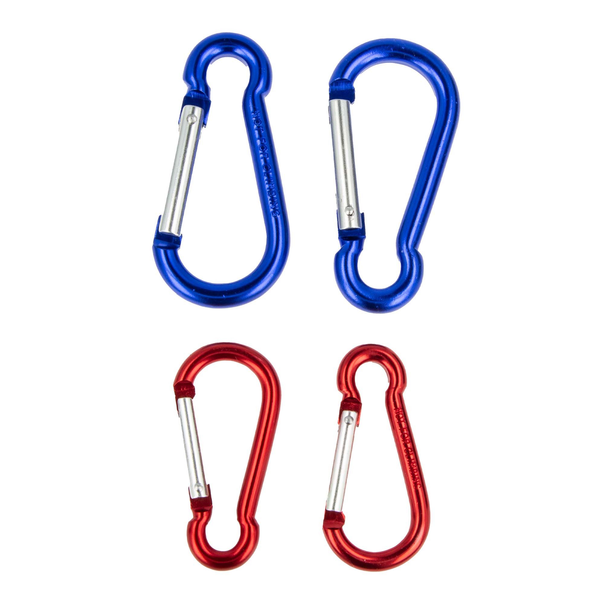 Karabiner Karabinerhakensatz 4-teilig, Aluminium 2-farbig, federbelastet