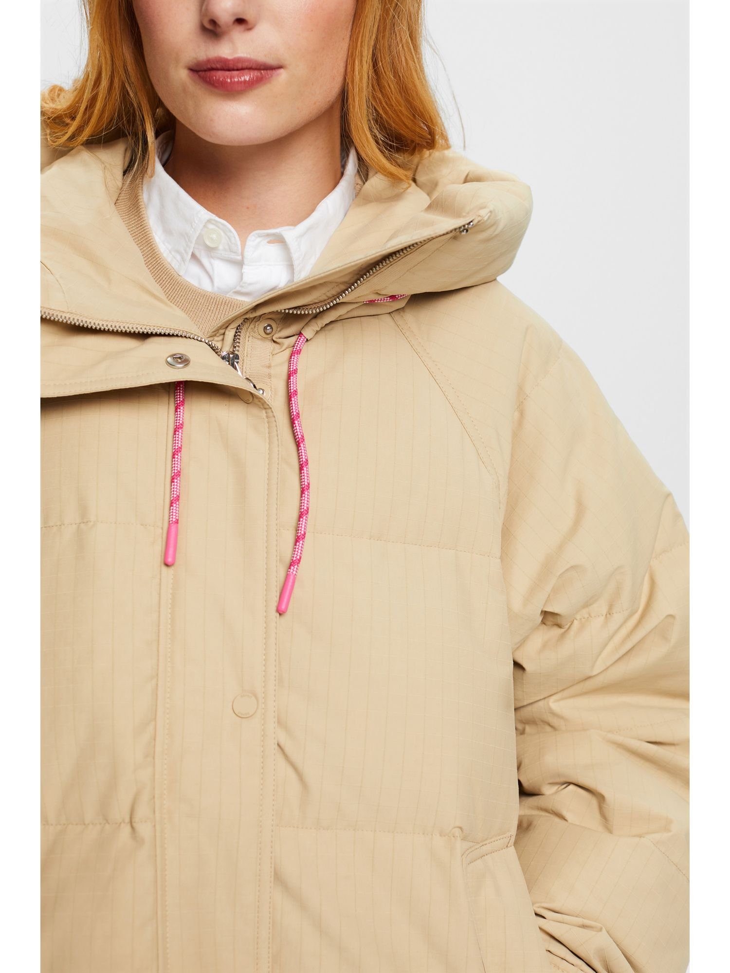 Esprit Winterjacke Logo-Steppjacke SAND Daunen mit