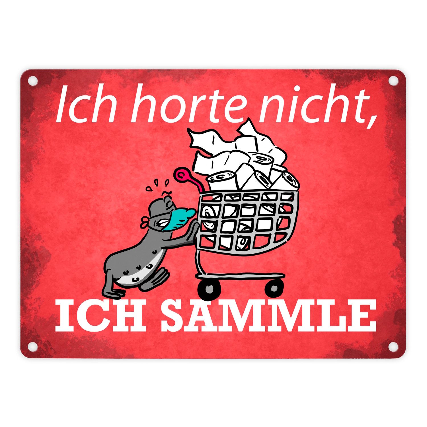 Metallschild Ich horte nicht sammle Metallschild in 15x20 cm mit Seeleopard und