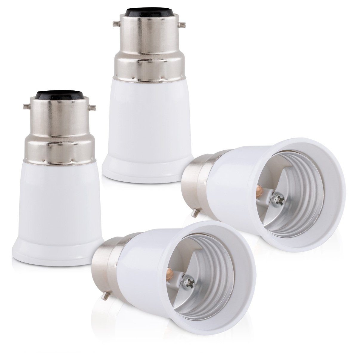 kwmobile Lampenfassung Lampenadapter Bajonett Konverter B22 auf E27 Sockel für Lampen, (4-St)