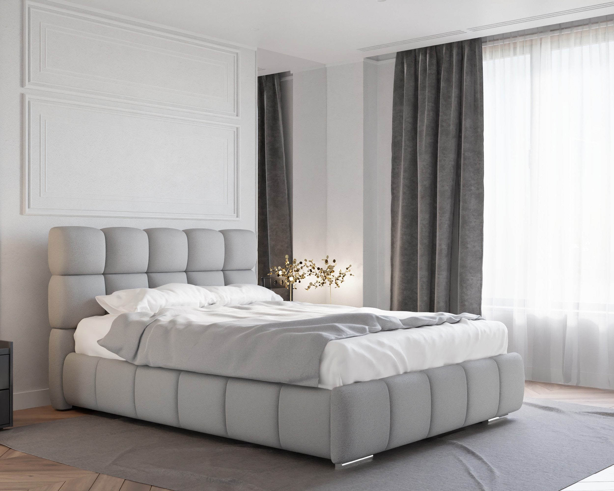 Homesy Polsterbett BLISS Luxus-Bett mit Lattenrost Wahl federkernmatraze, kokosmatratze, (Stabile Rahmenkonstruktion Metallrahmen), Ein Luxusbett in jeder Größe 140x200cm 160x200 cm 180x200cm