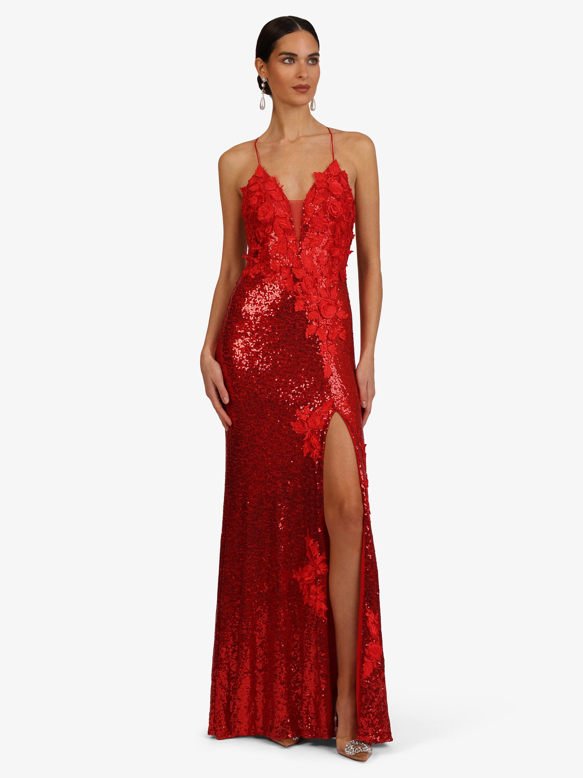 Kraimod Abendkleid mit Spaghettiträgern und Rückenschnürung