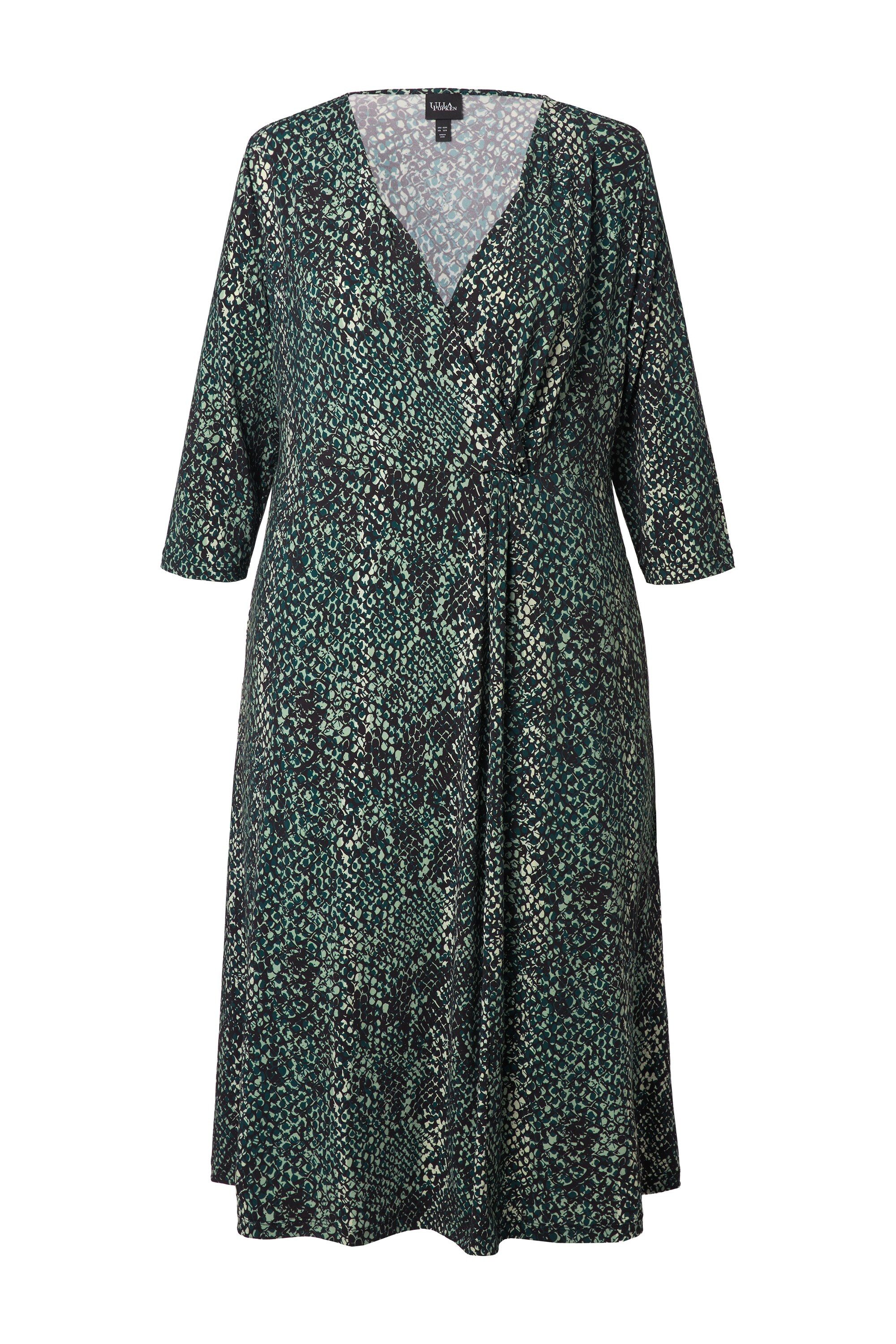 Ulla Popken Jerseykleid Jerseykleid Schlangenmuster V-Ausschnitt 3/4-Arm günstig online kaufen