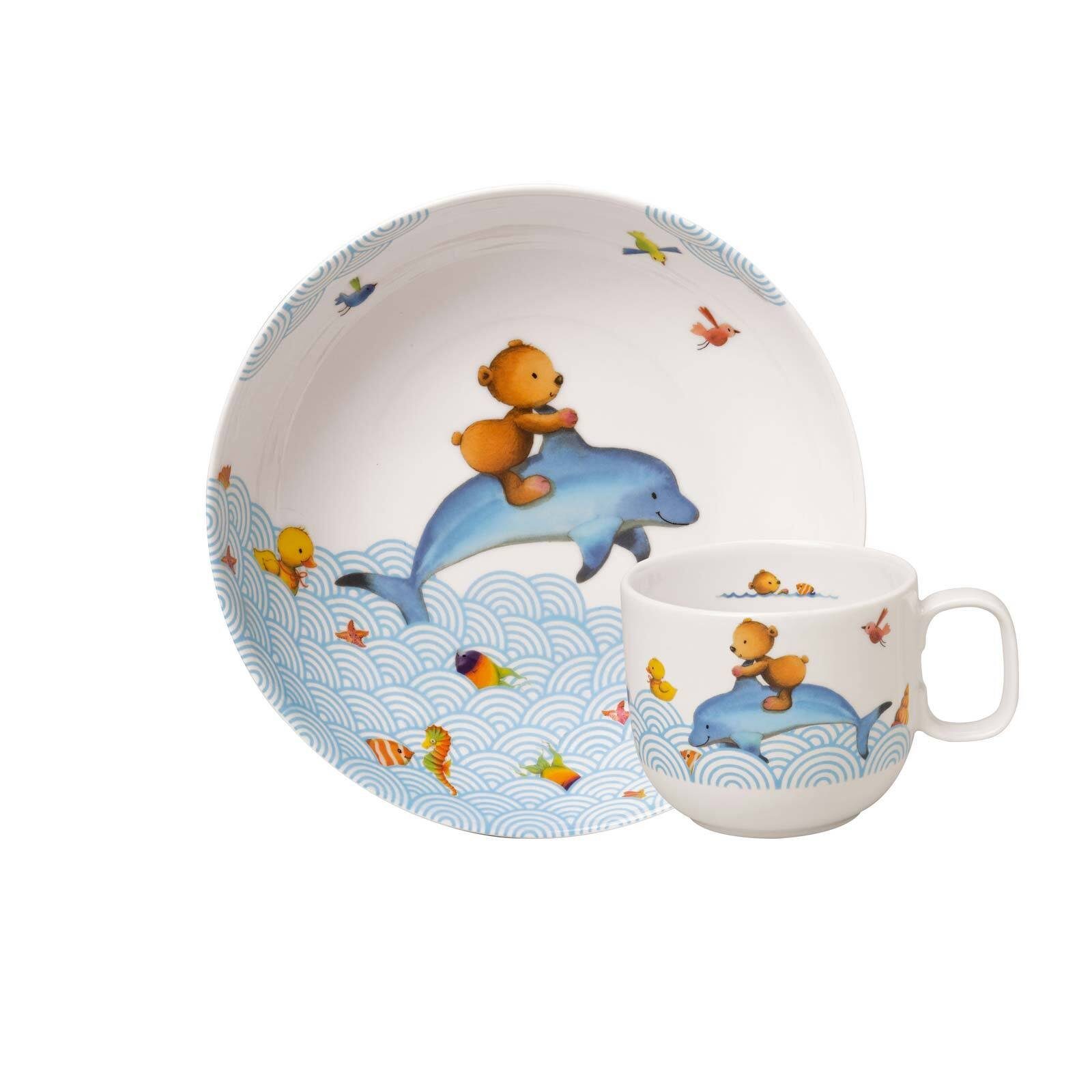 Villeroy & Boch Kindergeschirr-Set Happy as a Bear Kindergeschirr 2er Set (2-tlg), Porzellan