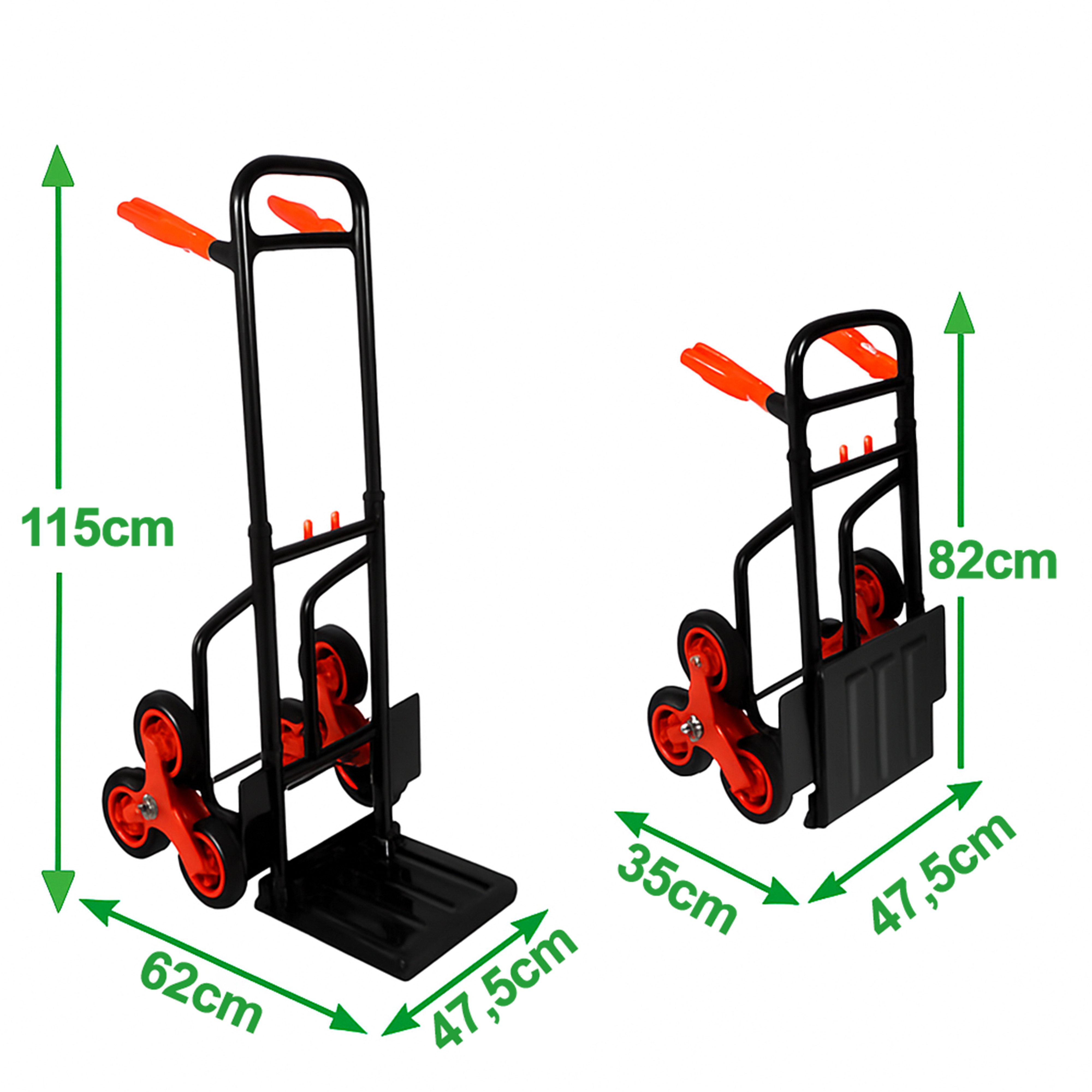 ONDIS24 Sackkarre Transportkarre Transportwagen Stahl schwarz klappbar, bis 120kg belastbar, Dreifach-Polypropylen-Bereifung – Bild 4 von 5