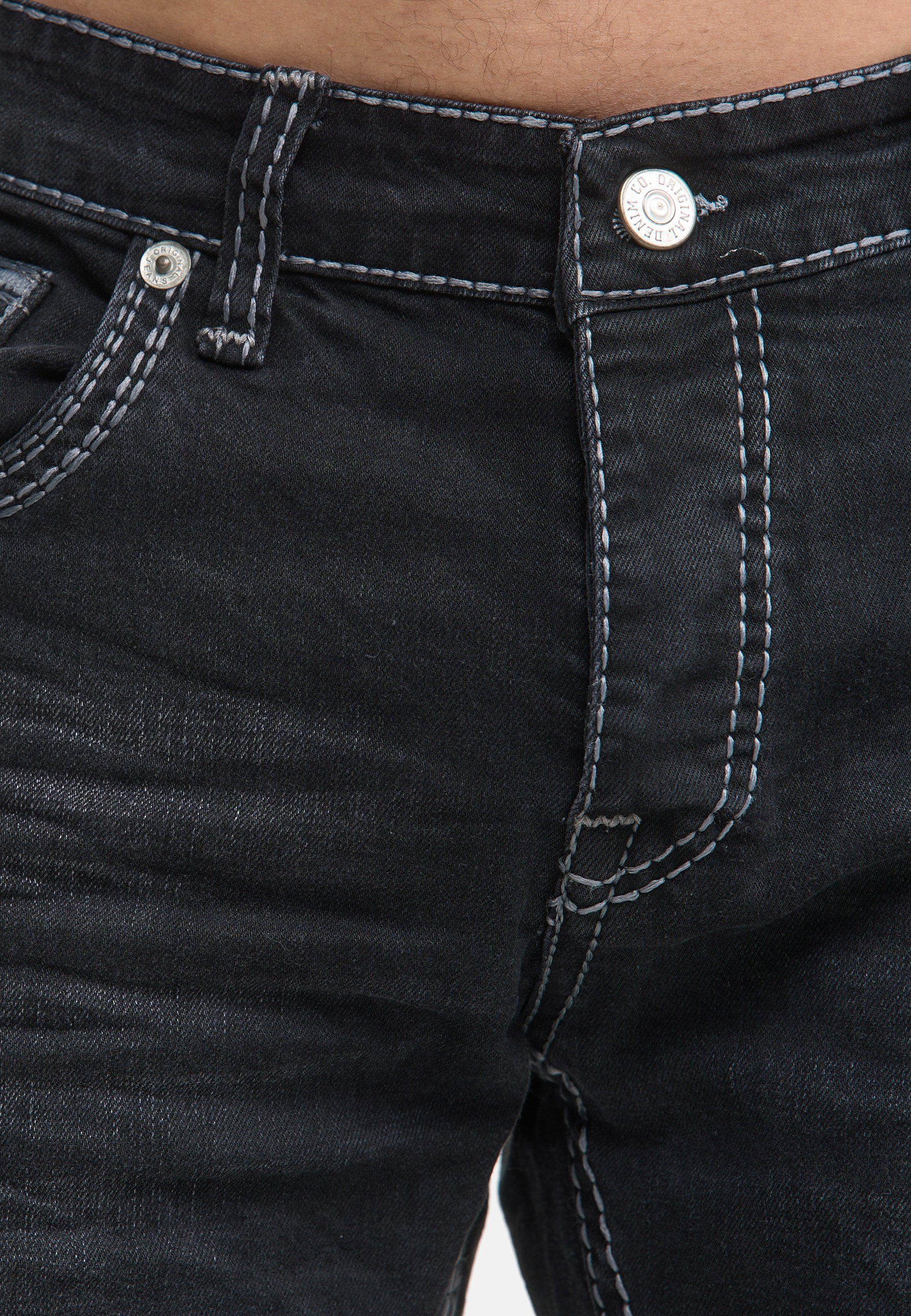 Männer Pocket Code47 Fit Regular Code47 Hose Regular-fit-Jeans light Bootcut Jeans Herren 902 black Denim Five