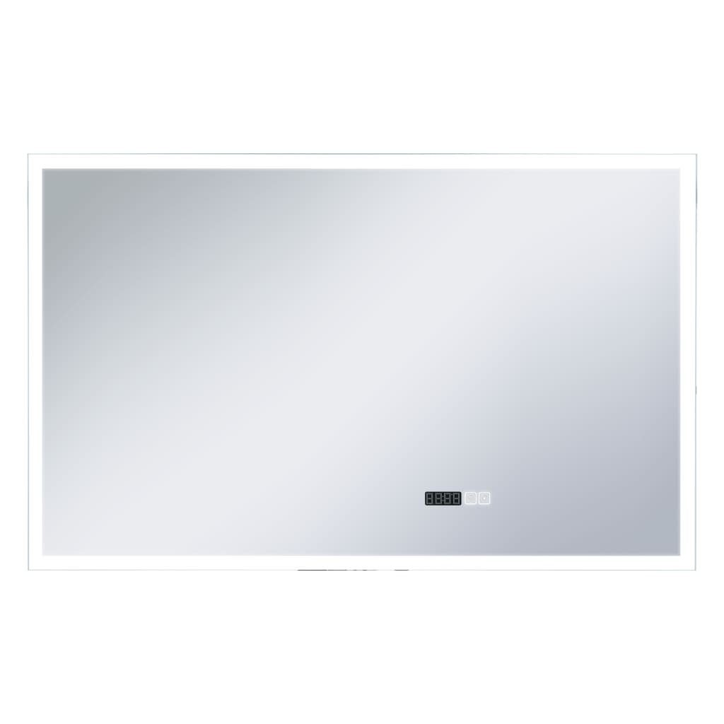 furnicato mit 100x60 LED-Badspiegel Zeitanzeige Wandspiegel und cm Berührungssensor