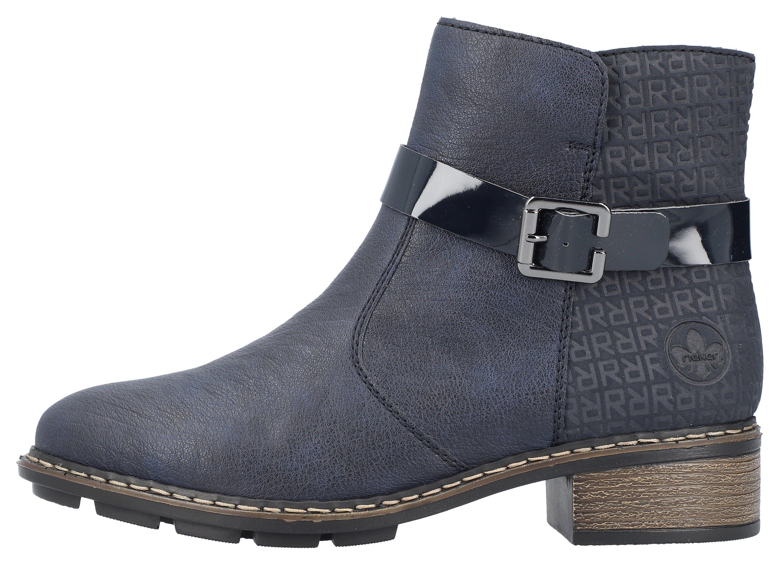 Stiefelette mit Rieker Lackmaterial Zierriemchen aus