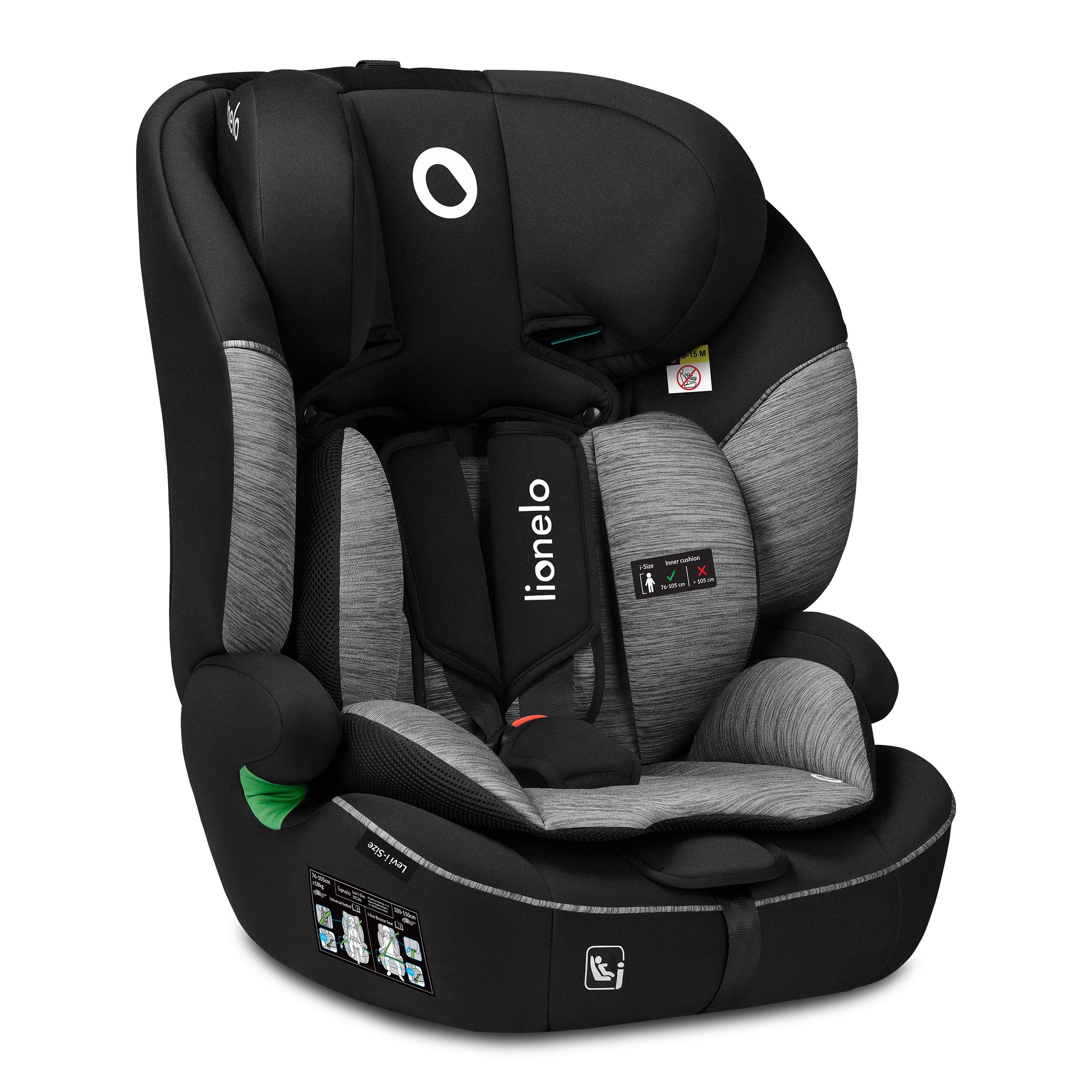 lionelo Autokindersitz LEVI I-SIZE, ab: 15 Monaten, bis: 12 Jahre, (Set), i-Size / Universell passend, passt in alle Autos