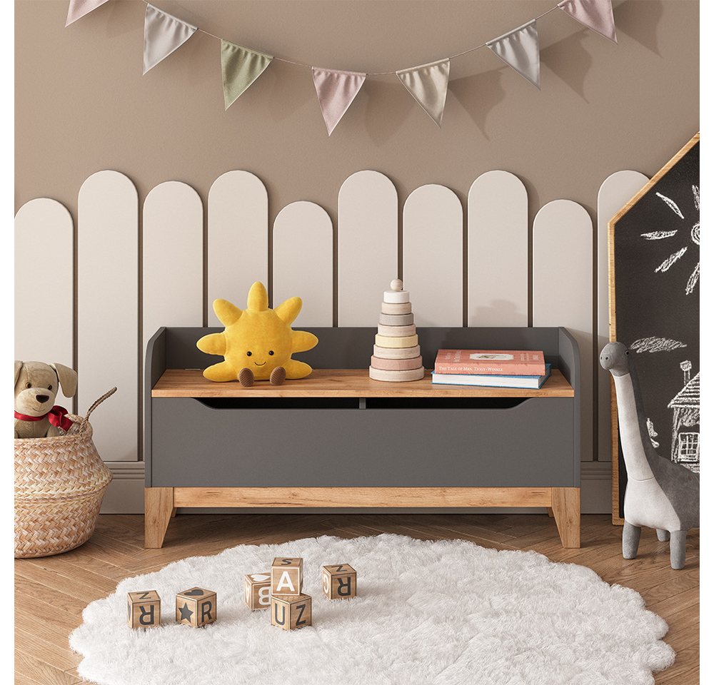 VitaliSpa® Bücherregal Malia, Grau/Artisan/Artisan, 107.2 x 50 cm mit Sitzfläche, 1-tlg.