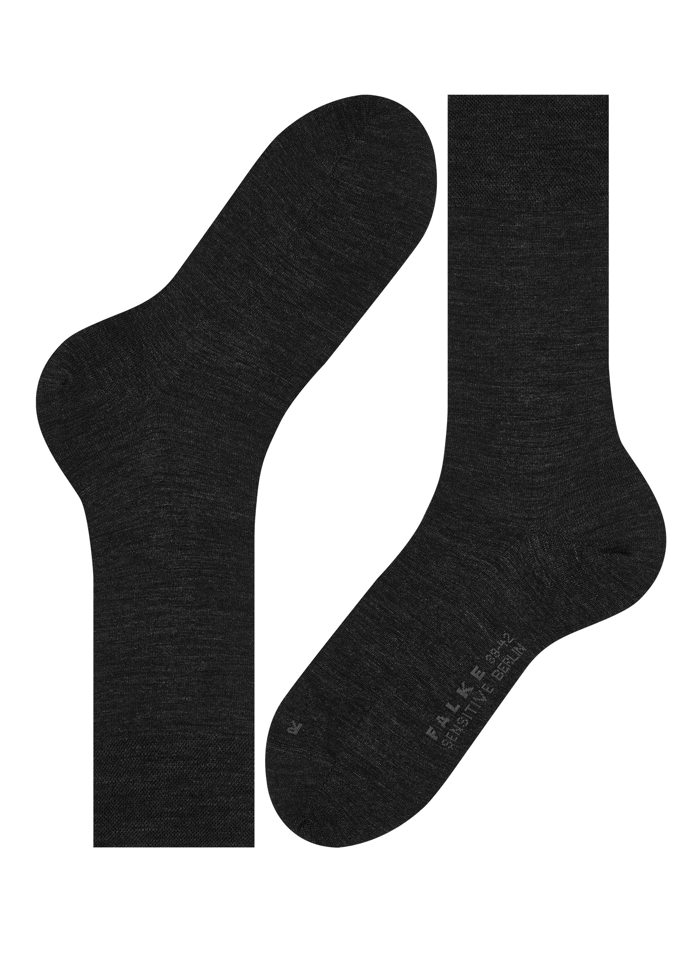 FALKE Socken Sensitive Berlin (Packung, ohne 2-Paar) mit sensitve anthrazit Gummi Bündchen