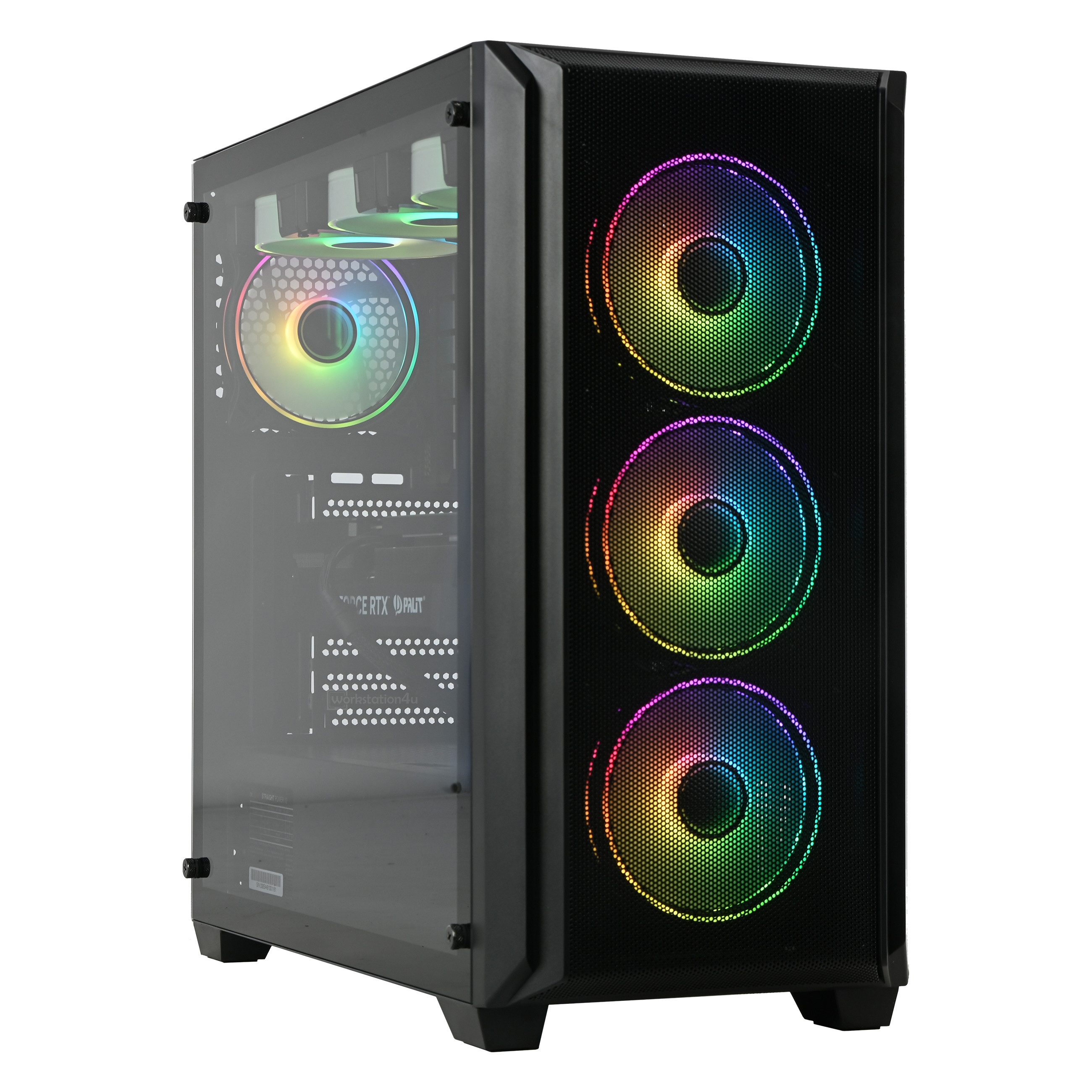 Workstation4u EATX RGB Mesh Tower Gaming-PC (AMD Ryzen 7 5700X3D, RTX 5060 8GB, 16 GB RAM, 250 GB SSD, Luftkühlung)