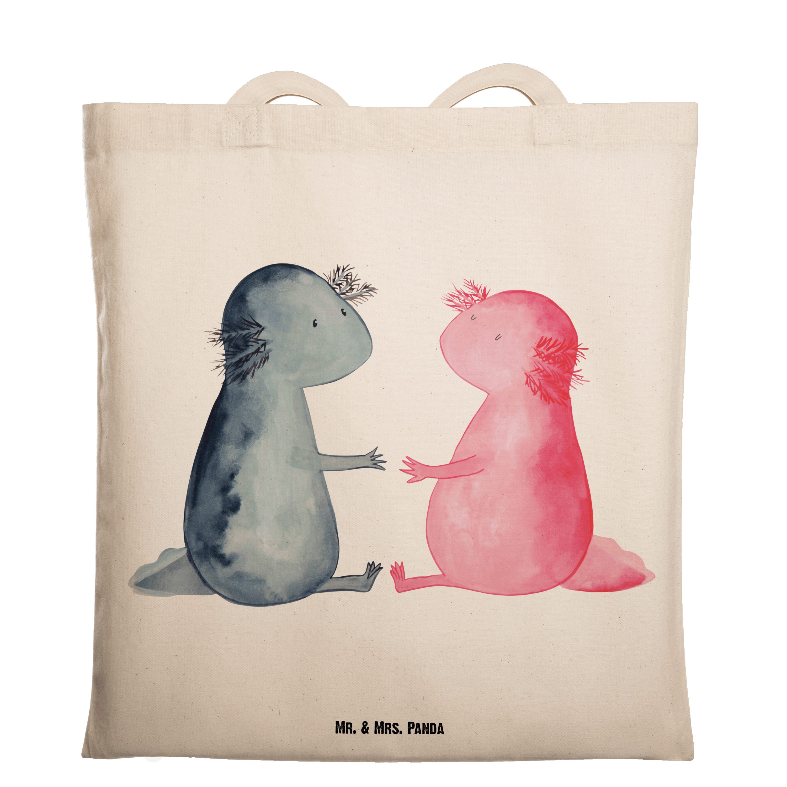 Tragetasche Liebe Liebe, große & Transparent - Panda Axolotl Geschenk, Mr. - Mrs. Einkaufstasche, (1-tlg)