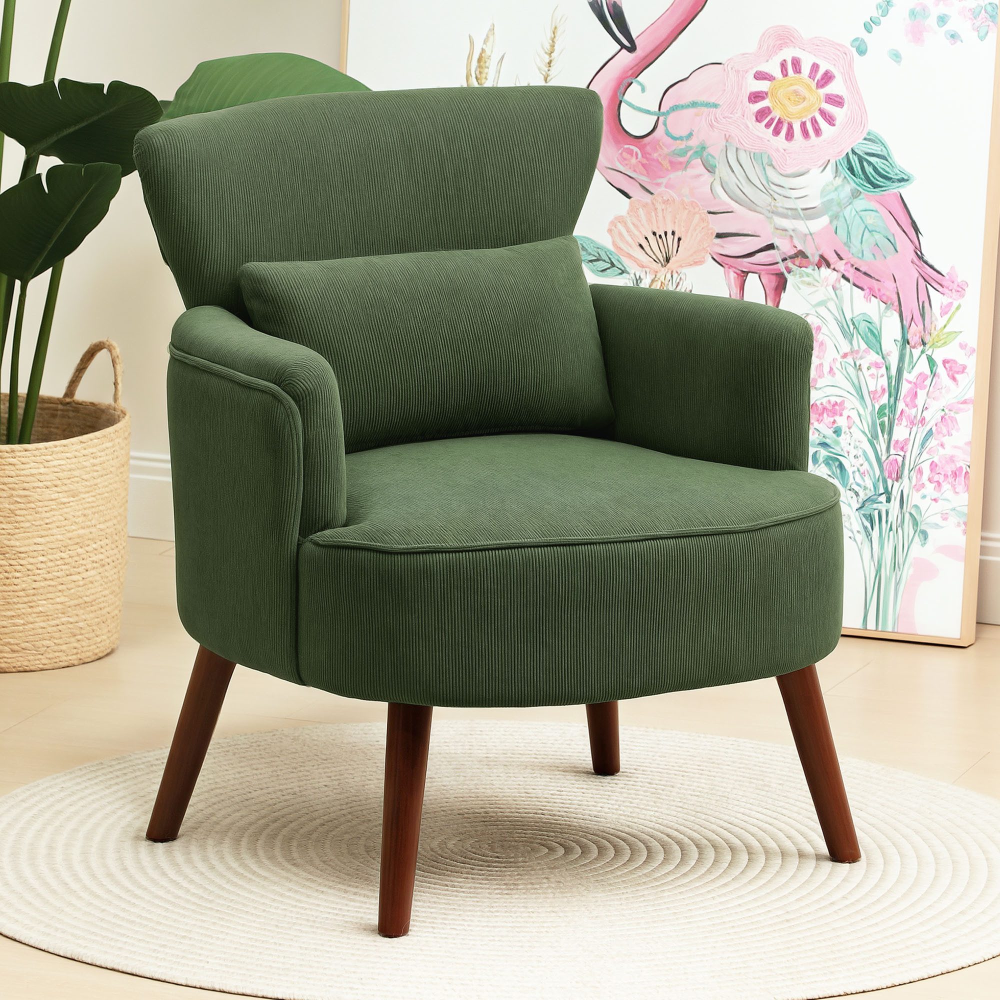 HOMCOM Sessel Loungesessel mit Armlehnen (Relaxsessel, 1-St., Polstersessel), für Wohnzimmer, Schlafzimmer, Grün