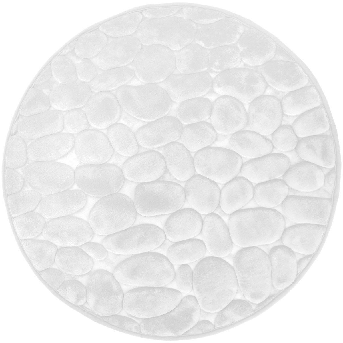 Euroshowers GmbH Badematte Memory Foam Bellarina Weiß Ø60 cm, Memory funktion, Rutschhemmende Beschichtung auf der Unterseite, 100% polyester, memory foam (stoppning), latex SBR, Rund, Memory funktion, Rutschhemmende Beschichtung auf der Unterseite