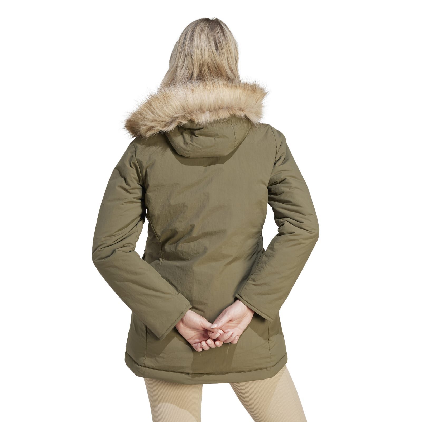 adidas Performance Wintermantel Hooded Fur Parka (wasserabweisend) braun Damen – Bild 4 von 5