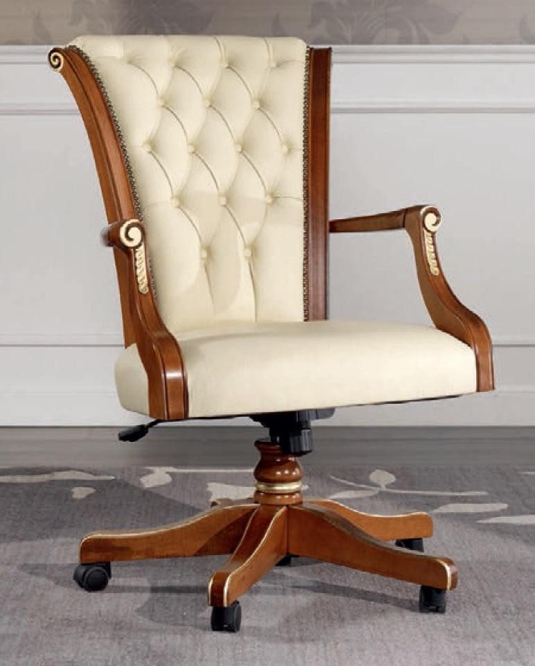 Xlmoebel Bürostuhl Holz Chefsessel Chesterfield stilvolle italienische Möbel