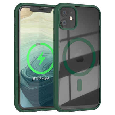 EAZY CASE Handyhülle Transparente Hülle mit MagSafe für iPhone 11 6,1 Zoll, TPU Hülle, flexibel, Clear Case Silikonhülle anti-kratz Backcover Grün