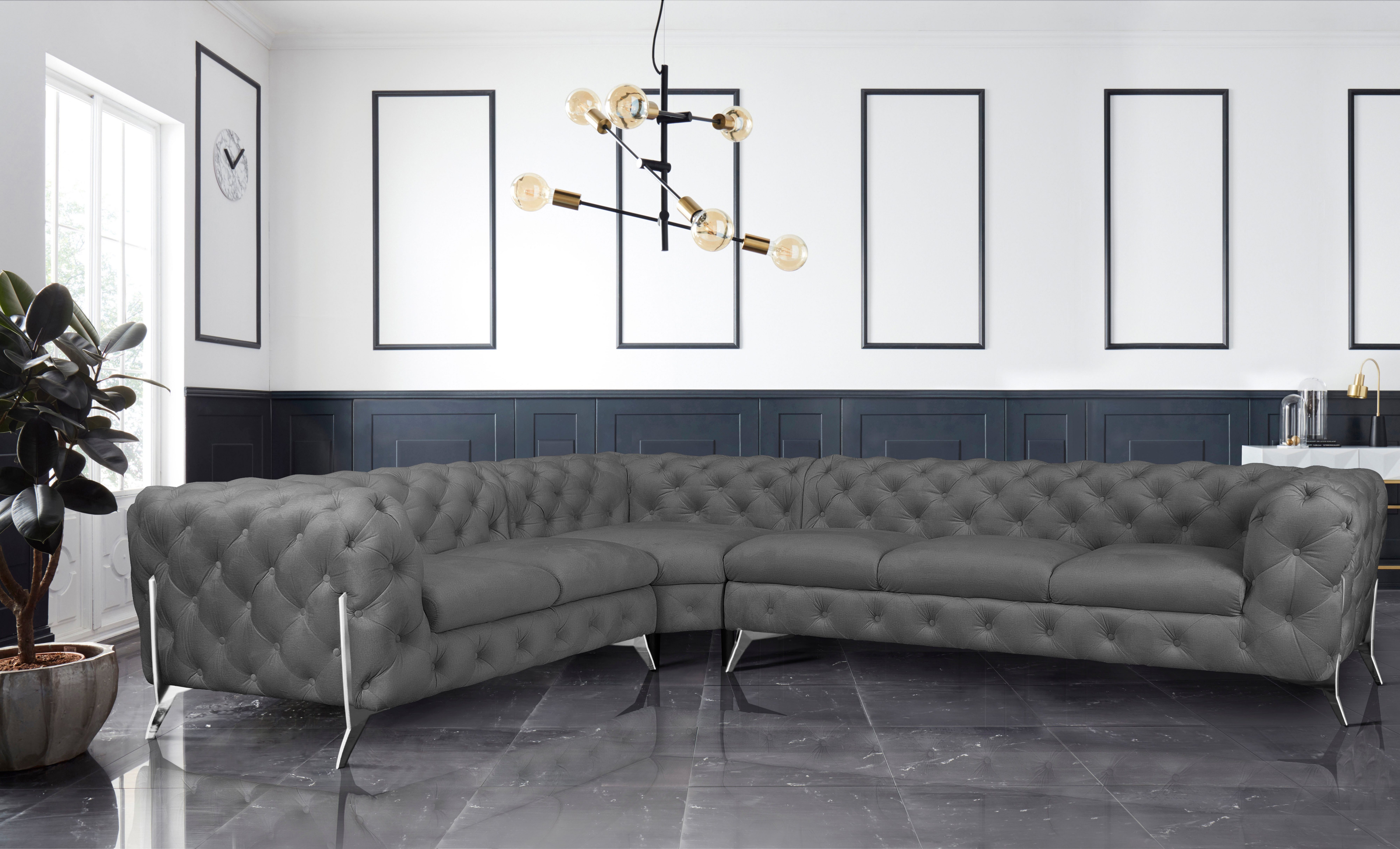 Leonique Chesterfield-Sofa Amaury L-Form, großes Ecksofa, günstig online kaufen
