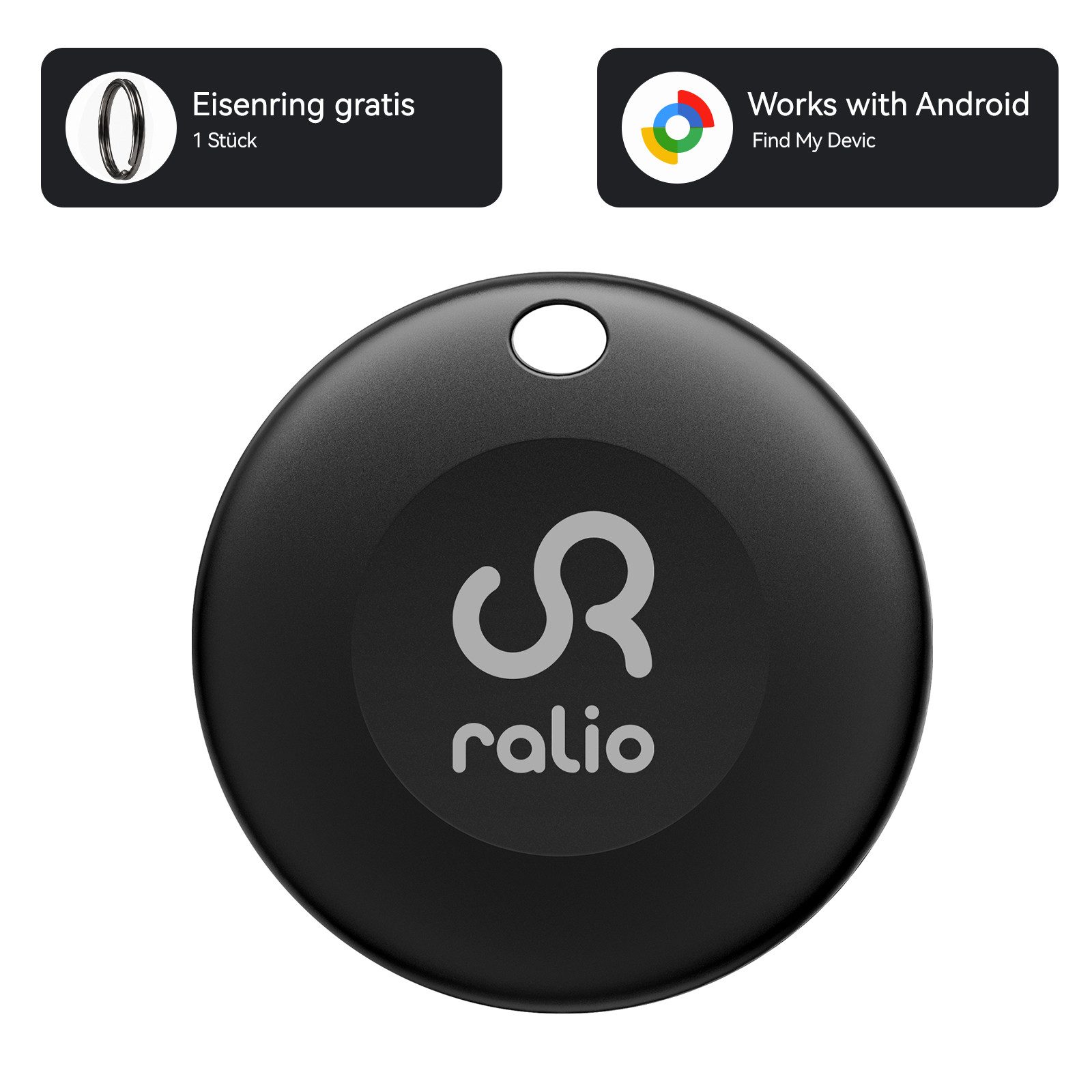 Ralio Bluetooth Tracker Android, kompatibel mit Google Find My Device GPS-Tracker (Smart Tag ohne Abo, für Schlüssel, Geldbörse, Tasche, Rucksack,Fahrrad)