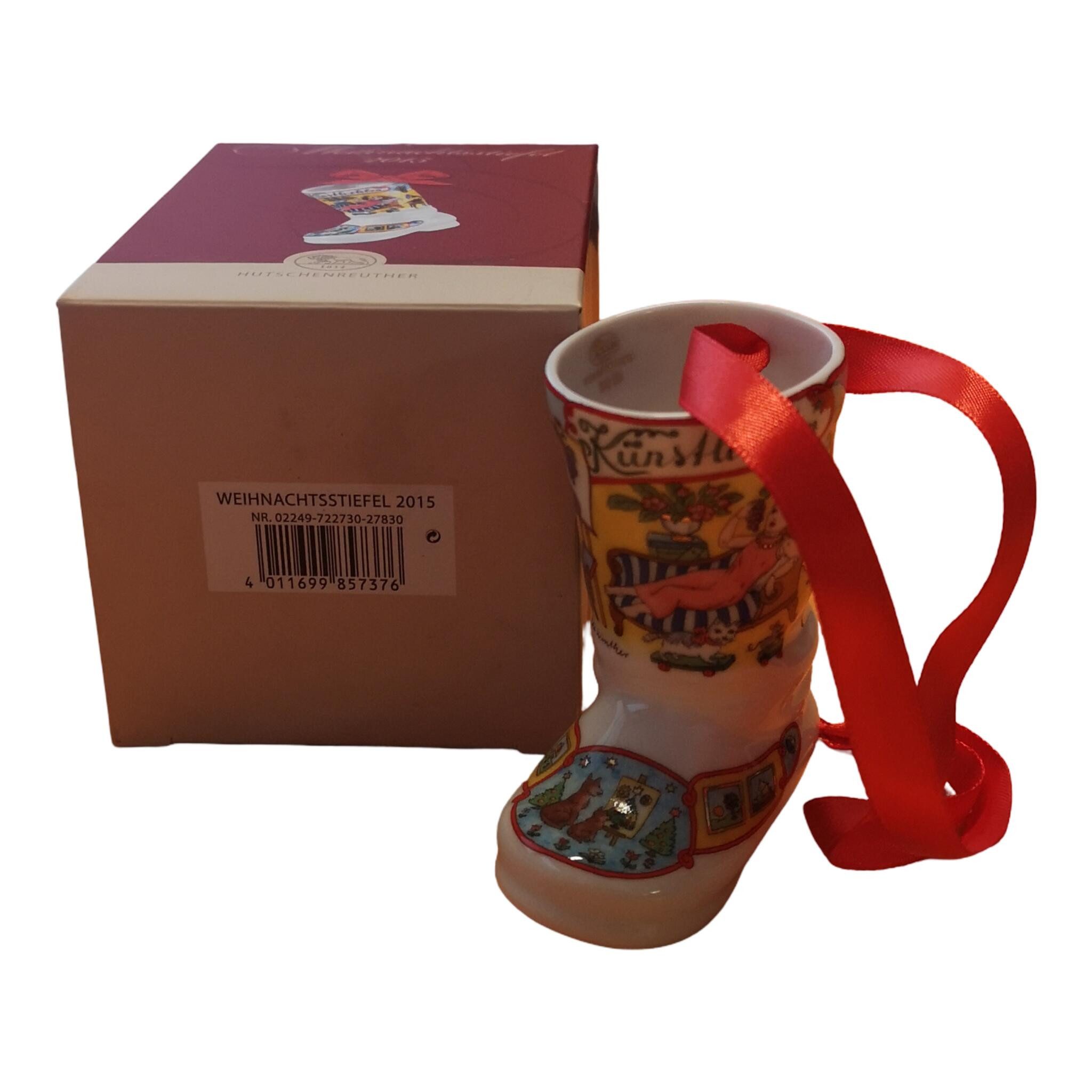 Hutschenreuther Christbaumschmuck Porzellan Weihnachtsstiefel Stiefel 2015 NEU OVP, Sammelobjekt mit OVP (Originalverpackung)