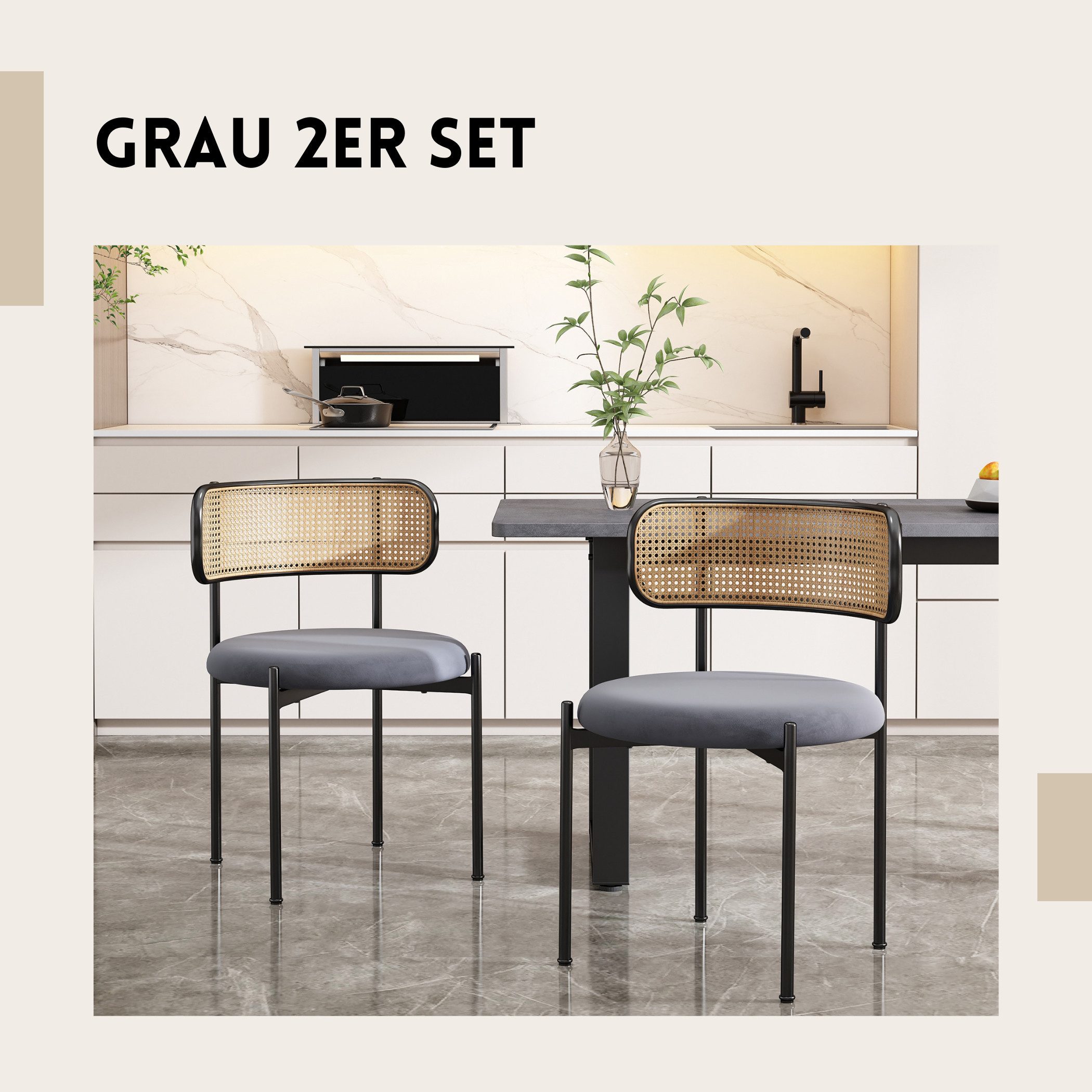 SeedWave Esszimmerstuhl Rattan Set aus 2 günstig online kaufen