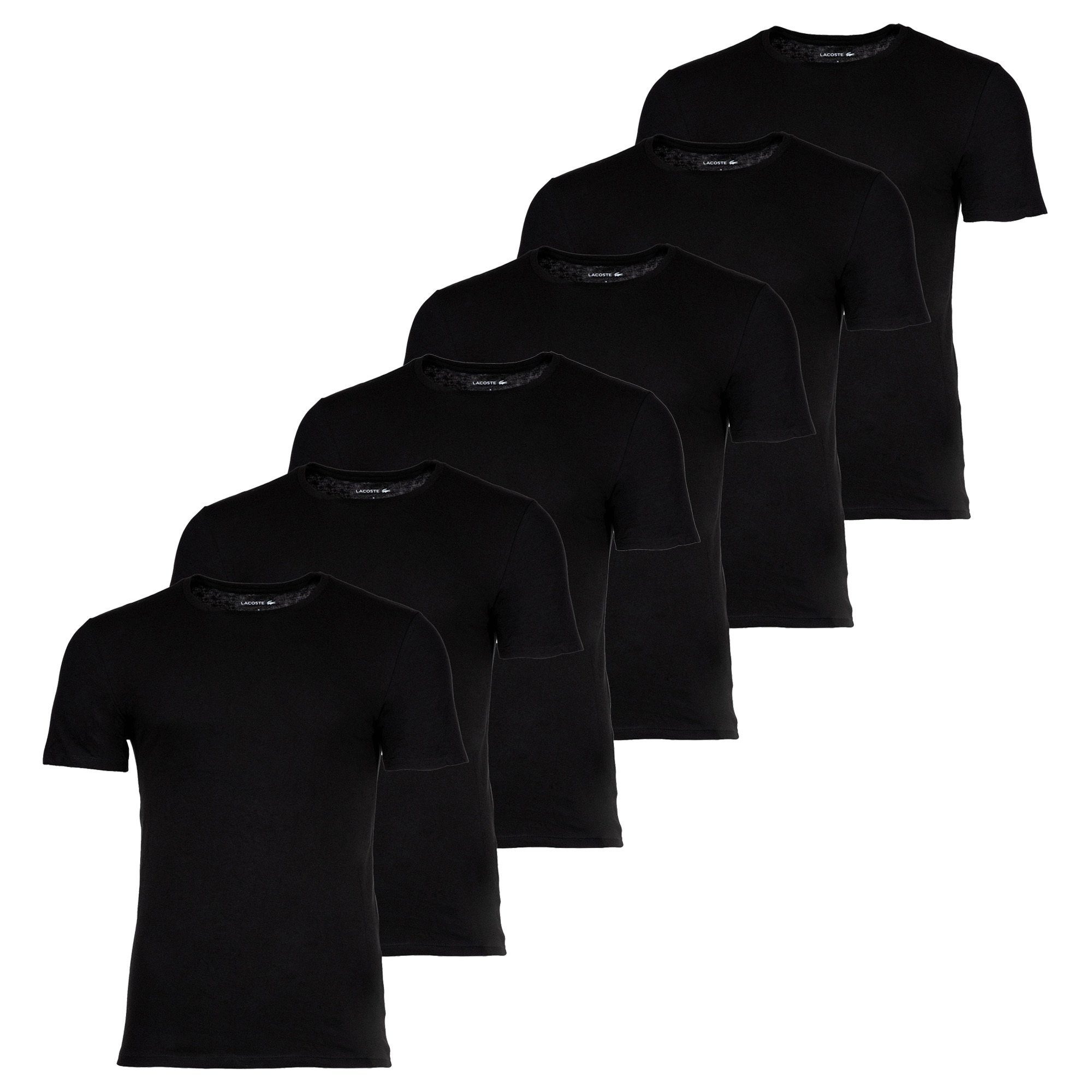 Lacoste T-Shirt Herren T-Shirts, 6er Pack - Essentials, Rundhals Schwarz