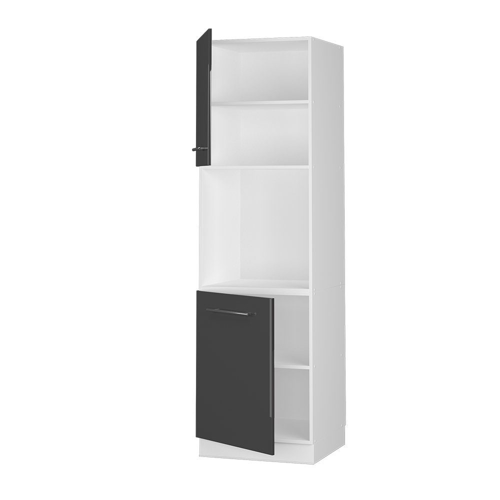 Vicco Herdumbauschrank Fame-Line, Anthrazit Hochglanz/Weiß, 60 cm mit offenem Regal (1-St) – Bild 5 von 5