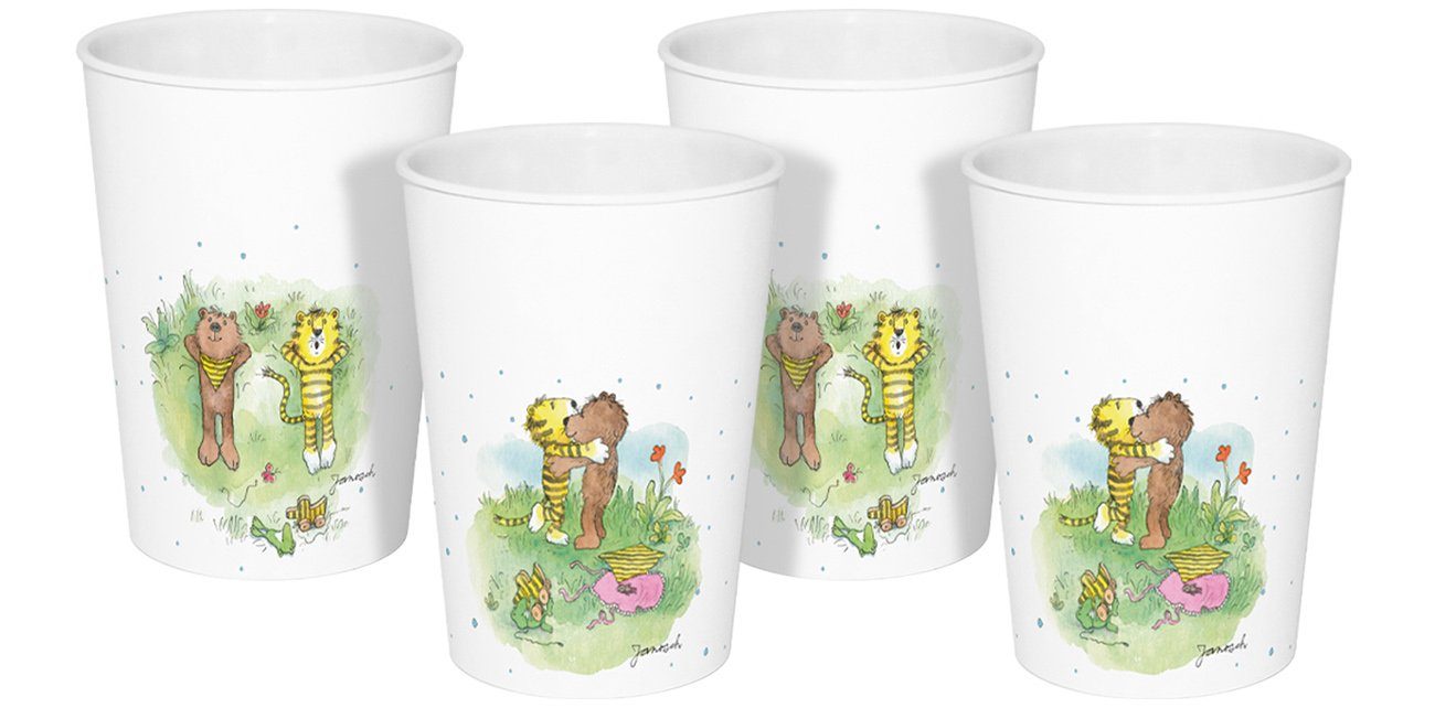 Geda Labels GmbH Kindergeschirr-Set Janosch kids 4er Set (4-tlg), PP, Weiß, 330ml, 4er Set