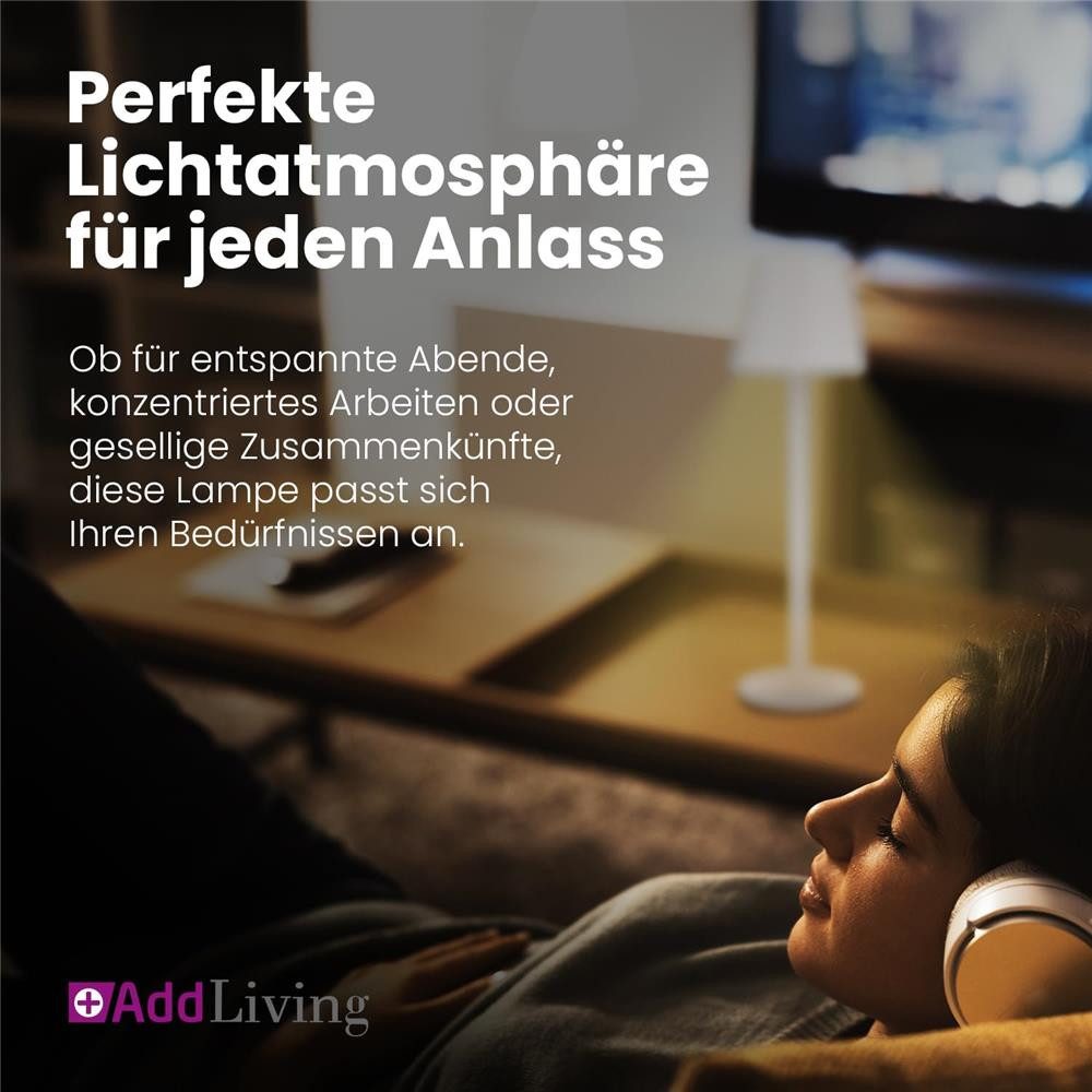 AddLiving LED Tischleuchte FASHION LED-Tischleuchte weiß dimmbar mit Touch, 56 LEDs, 3 Lichtfarben, Touch-Funktion, stufenlos dimmbar