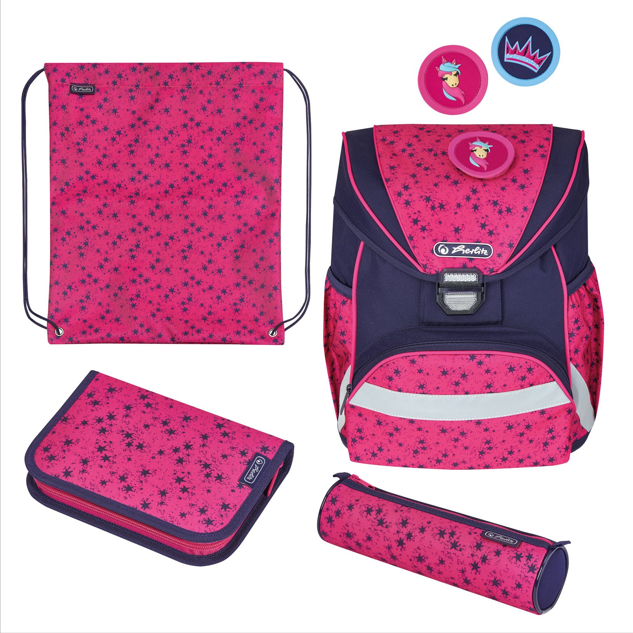 Grafoplás Schulranzen Multiline, Rosa, 38x28x6 Cm – Polyester, Mit Ausweistasche & Verstellbaren Trägern