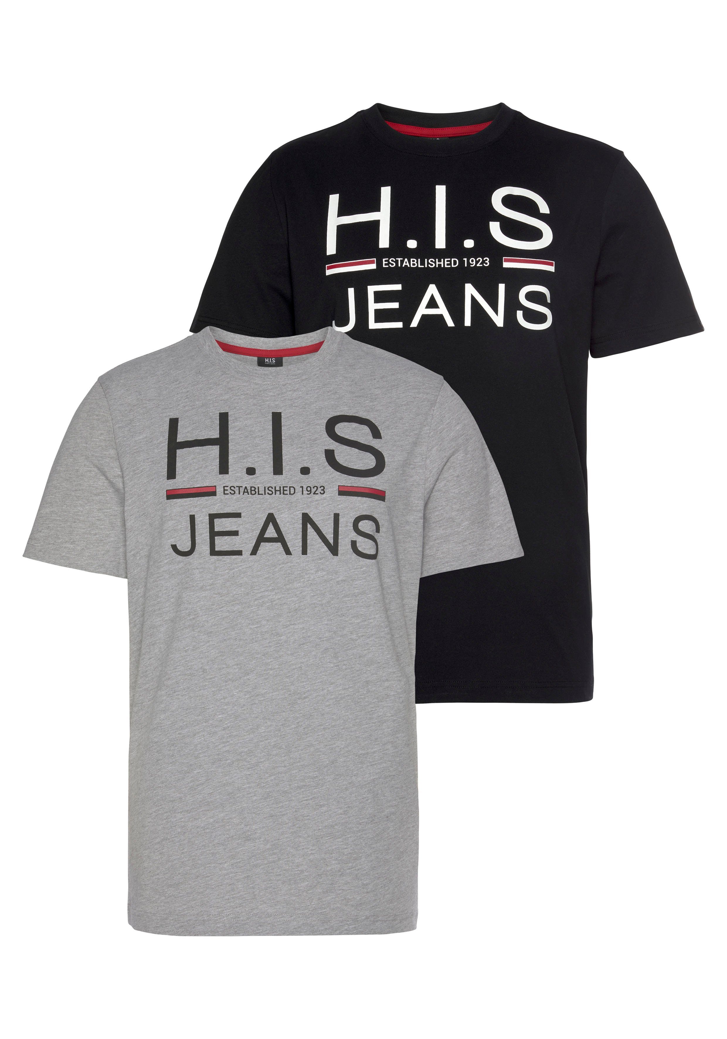 H.I.S Rundhalsshirt (Packung, 2er-Pack) schmal geschnitten, günstig online kaufen