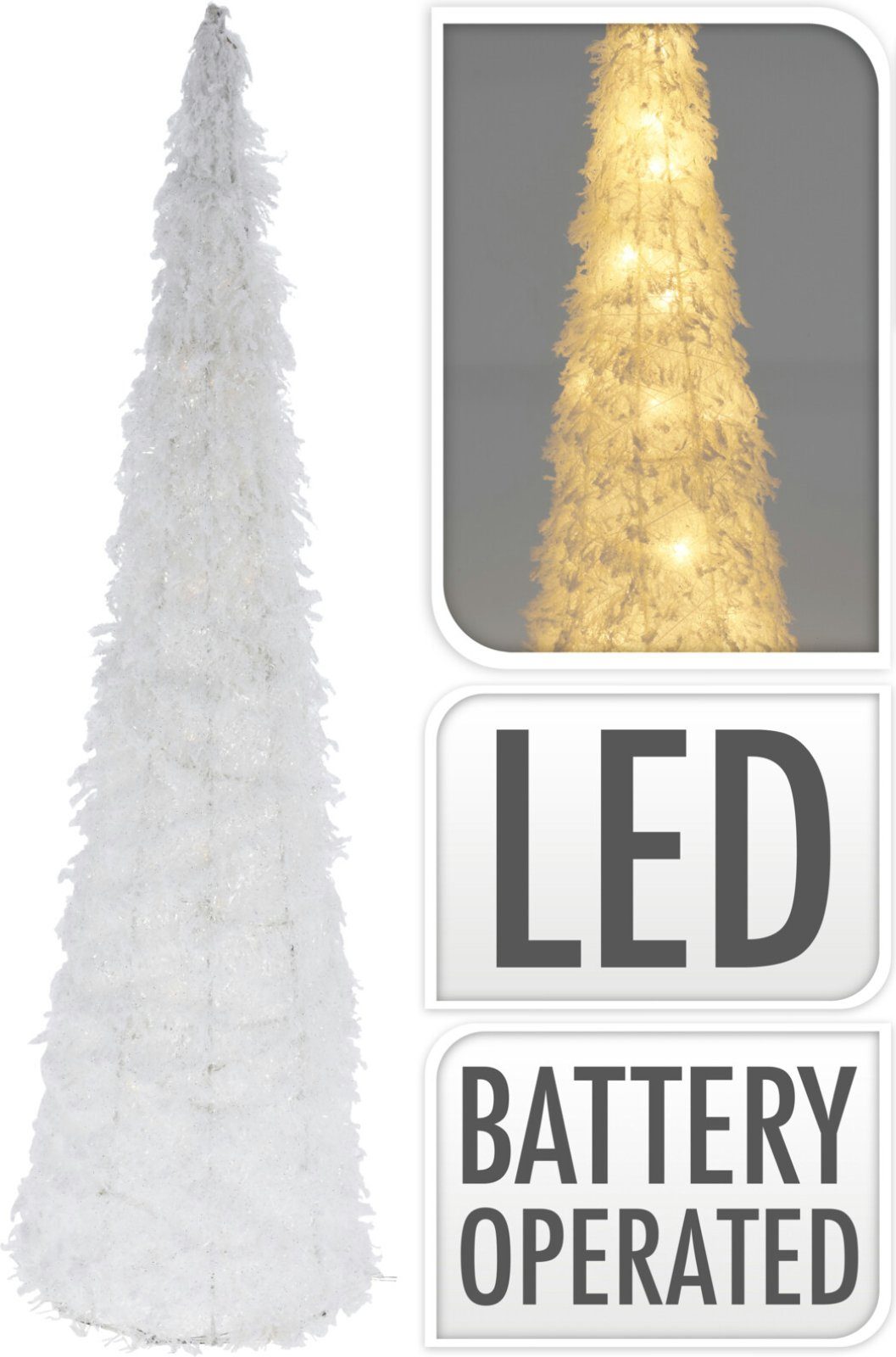 SELF IMPORT AGENCIES Weihnachtspyramide Kunststoff Farbe: Batteriebetrieben Metall/ Weiß A710