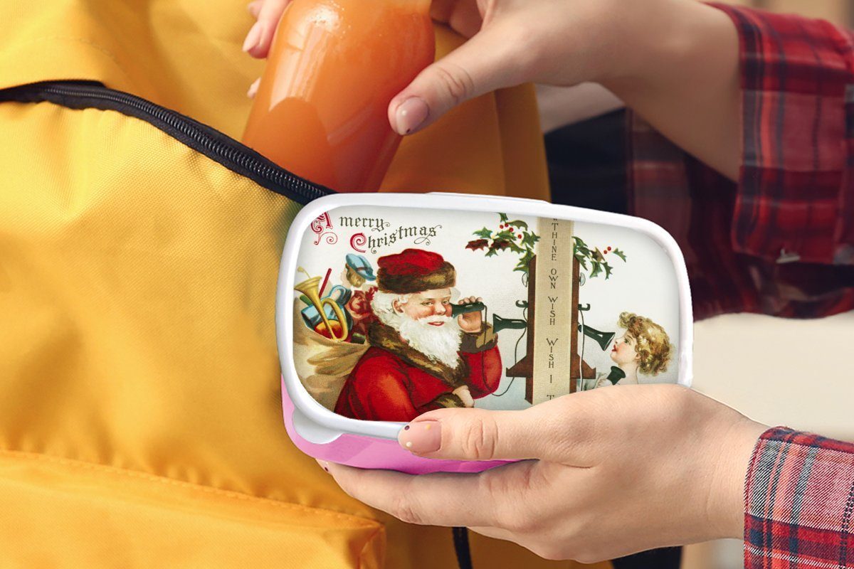 Lunchbox - Brotdose Kunststoff, Erwachsene, Weihnachtsmann, - Snackbox, für MuchoWow Mädchen, Brotbox rosa Kinder, Weihnachten (2-tlg), Kunststoff Kunst