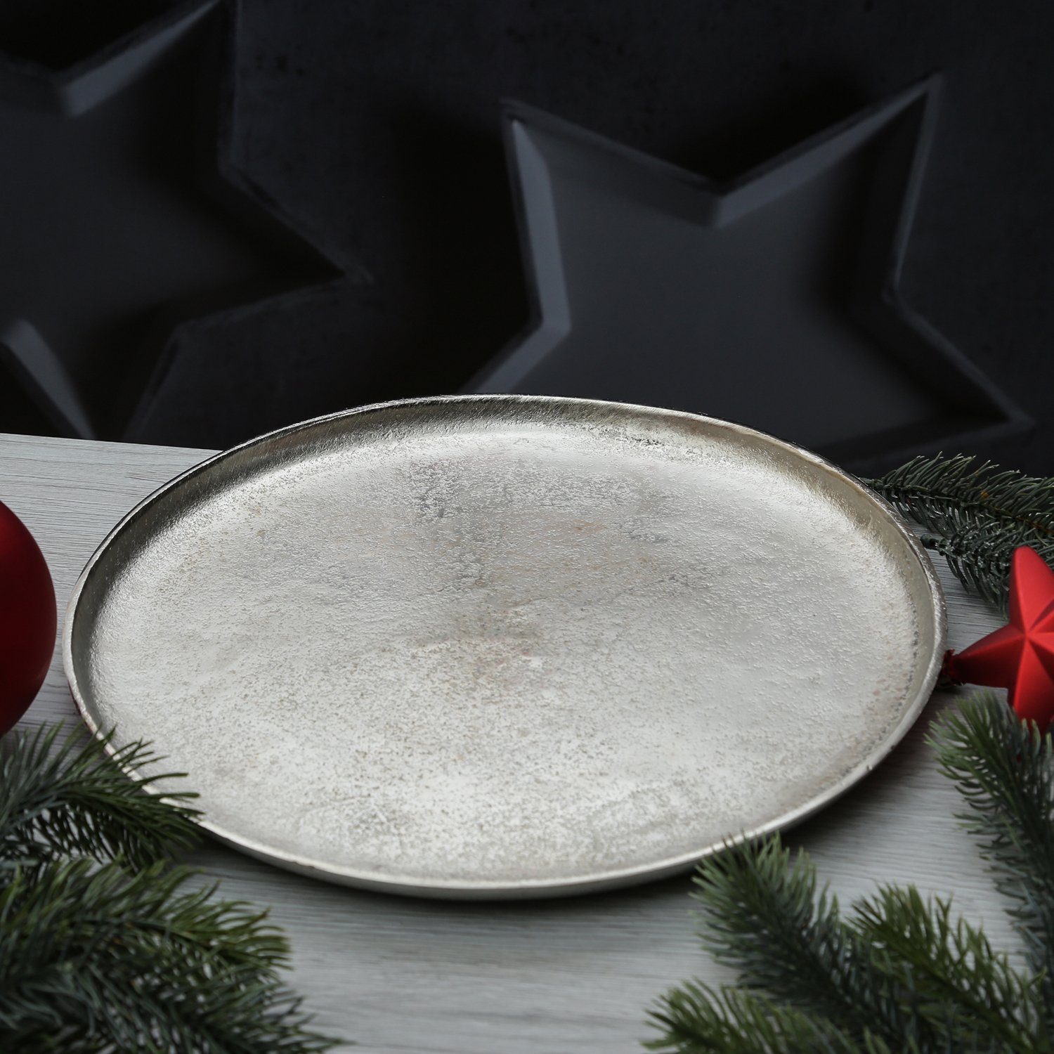 MARELIDA Dekoteller Dekoschale Dekotablett Kerzenteller Aluminium rund D: 3 günstig online kaufen