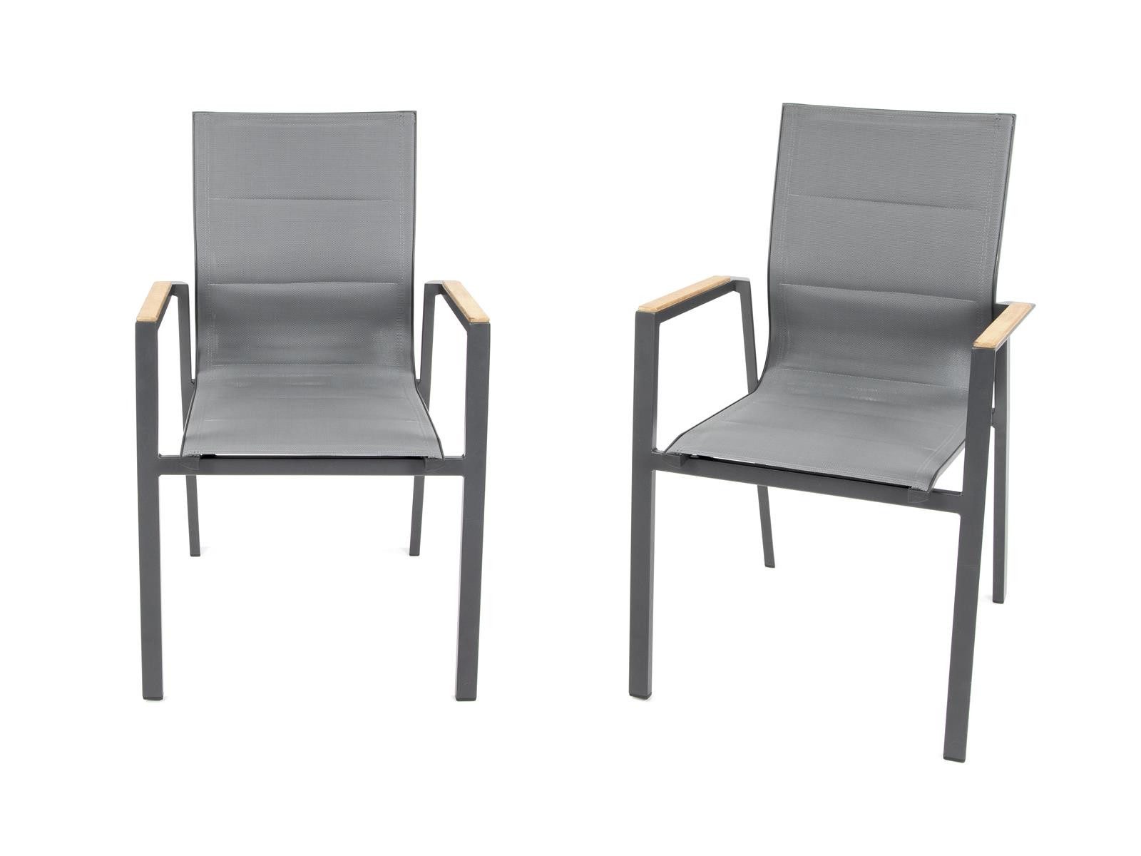bellavista - Home&Garden® Gartenstuhl »Newport« 2er Set Stapelstühle Alu Armlehnen Gartensessel Stuhl Sessel (Set, 2 St), Aluminium, stapelbar, wetterfest - Garten, Terrasse, Balkon & Outdoor