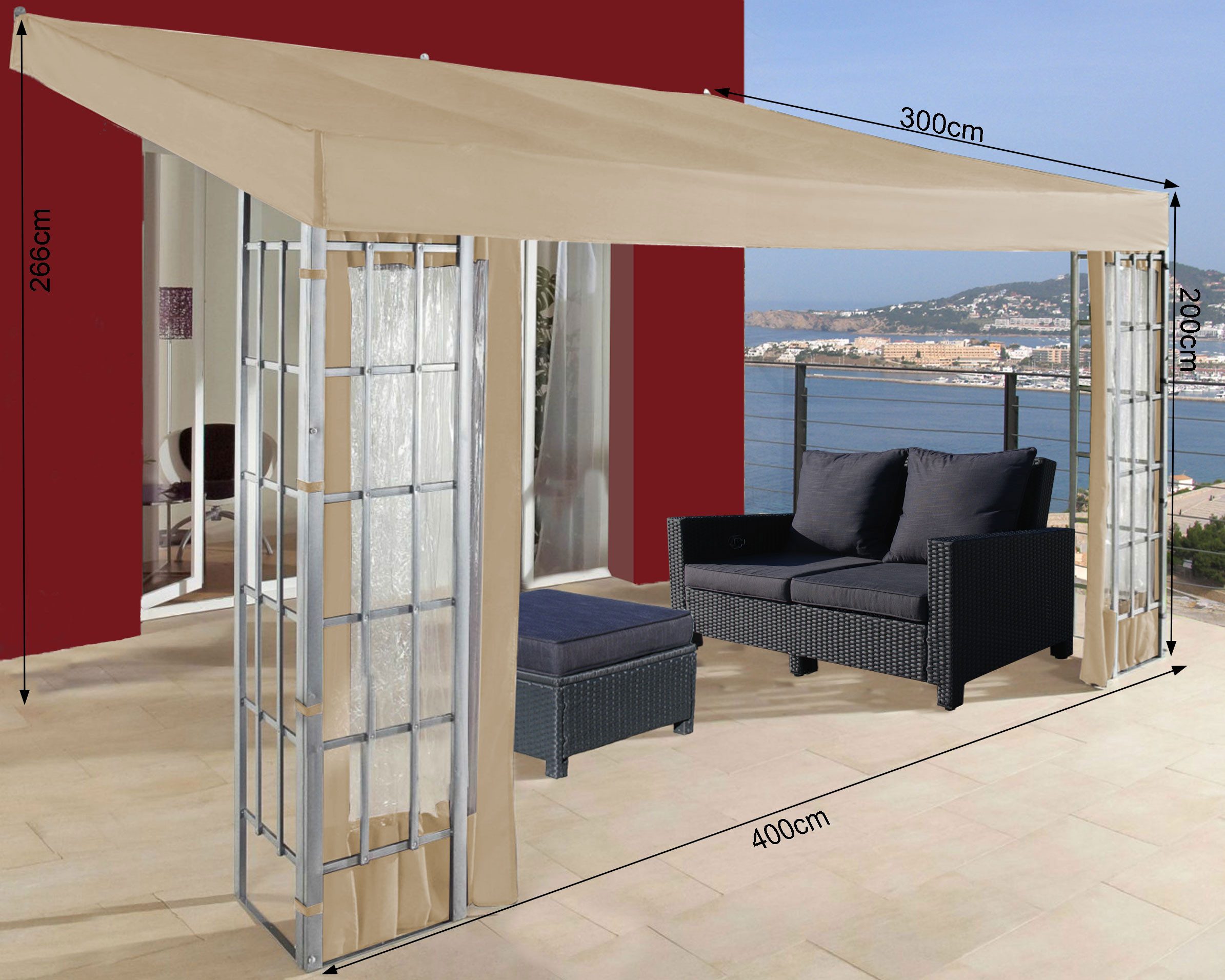 Quick Star Anbaupavillon Rank Anbau 3x4m günstig online kaufen