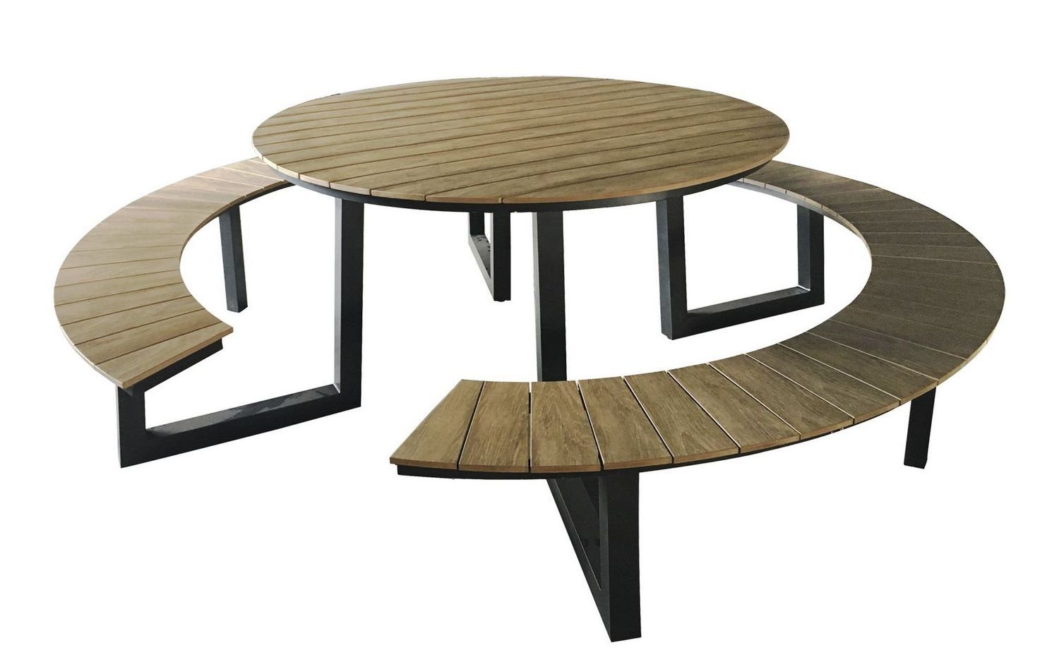 Lesli Living Gartenbank Lesli Living Picknick-Set Arezzo / 2 Bänke mit Tisch ø 239 cm