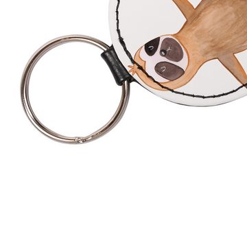 Mr. & Mrs. Panda Schlüsselanhänger Faultier Yoga - Weiß - Geschenk, Schlüsselanhänger, Faultier Geschenk (1-tlg), Elegantes Accessoire